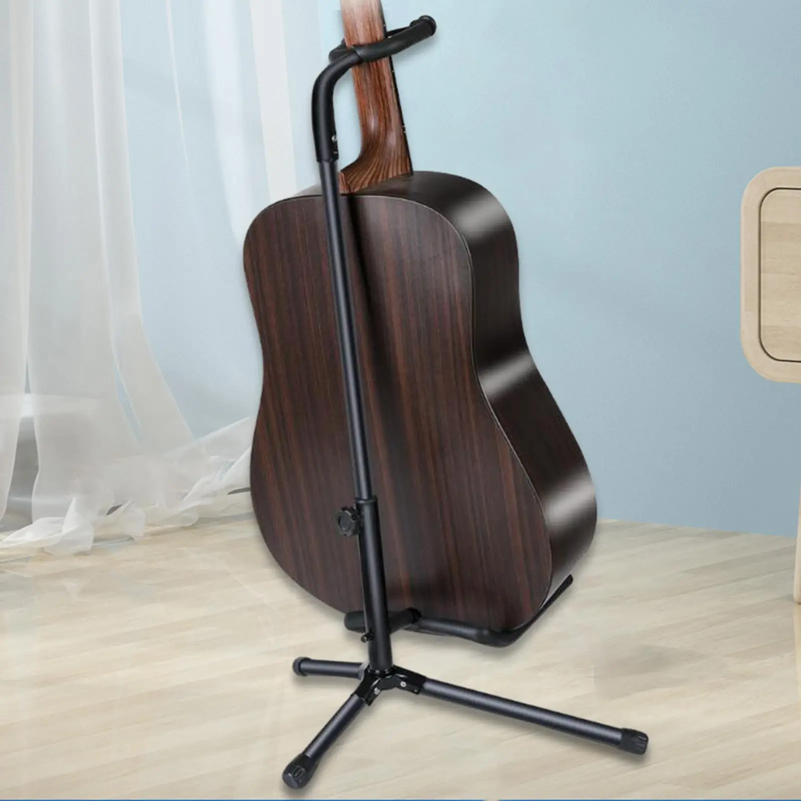 Guitar Stand Floor Non Slip Rubber Feet Lightweight Folding Thick Metal Cello Holder Adjustable Electric Acoustic Floor Holder