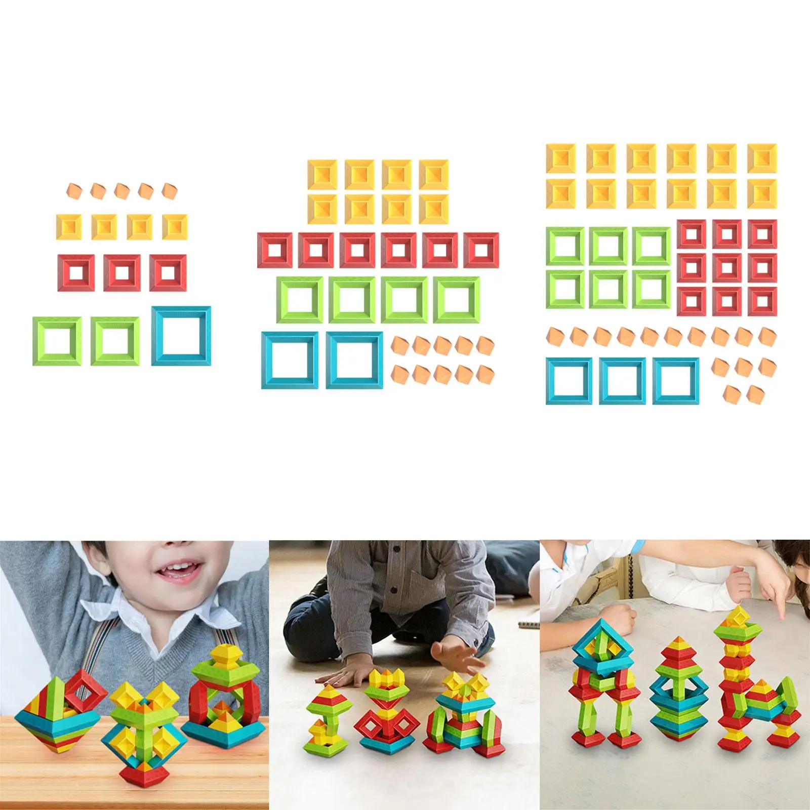Building Blocks Educational Toys Preschool Stem Geometric Stacking Toy for Children Kids 1 2 3 4 5 Year Old Boys Girls Toddlers