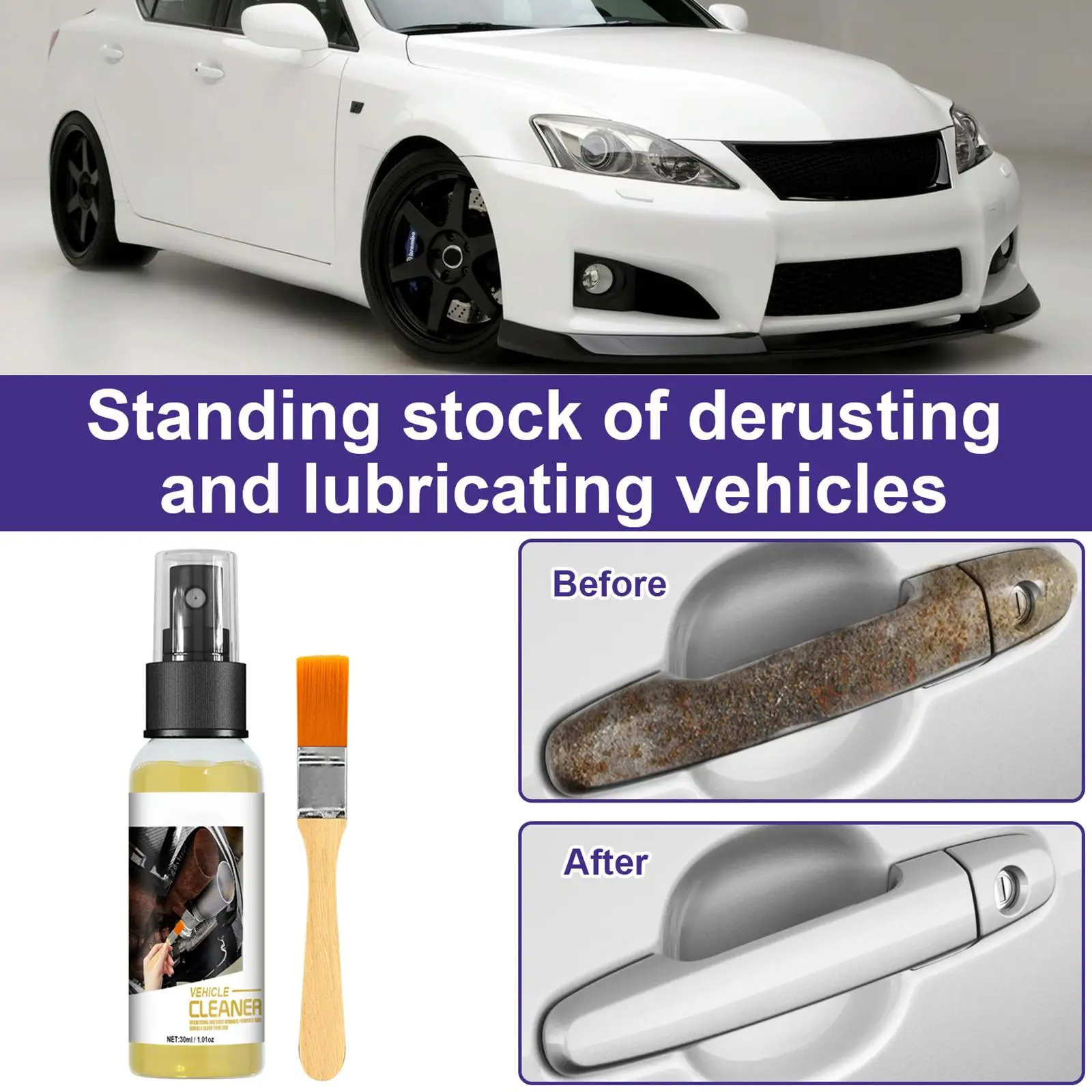 Multifunctional Car Rust Remover Safe Rust Inhibitor Derusting Spray for Motorcycle Boat