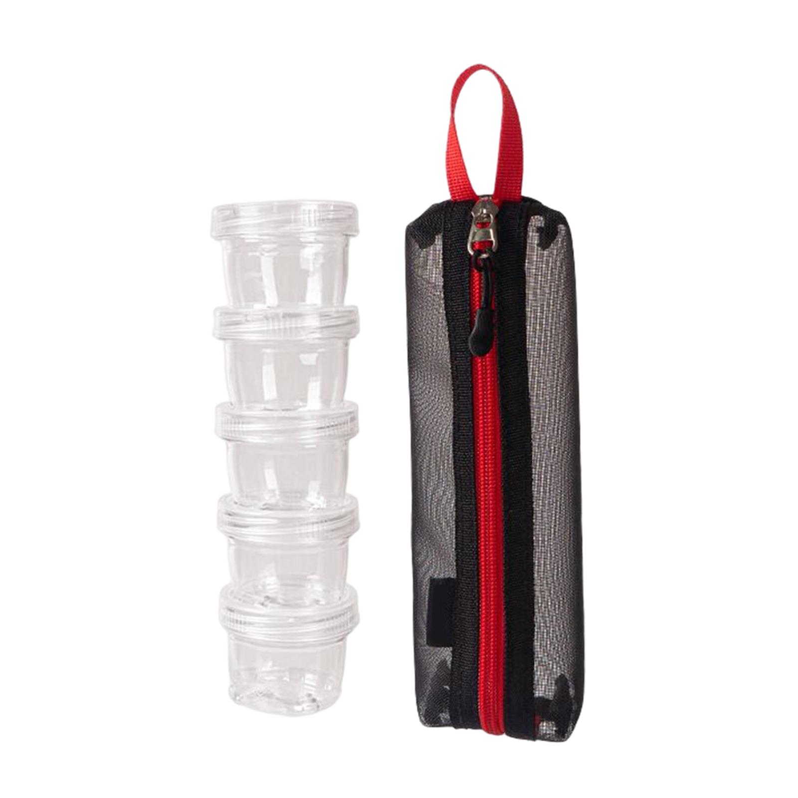 5 Pieces Hiking Seasoning Set Separated Bottle Storage Case Combination Set Camping Seasoning Bottles for Travel