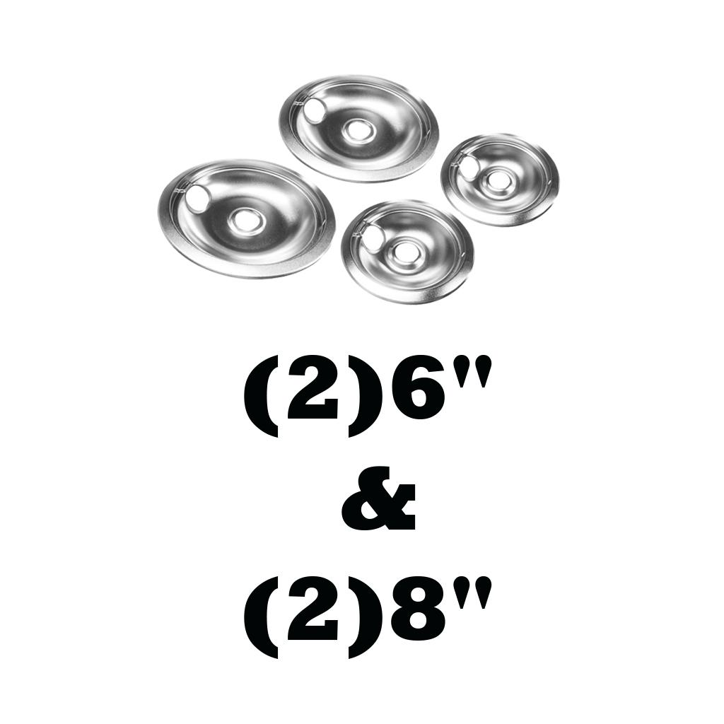 Replacement Drip Pans for Electric Range - 2 Large 8inch and 2 Small 6inch Drip Bowl Pans - Set of 4