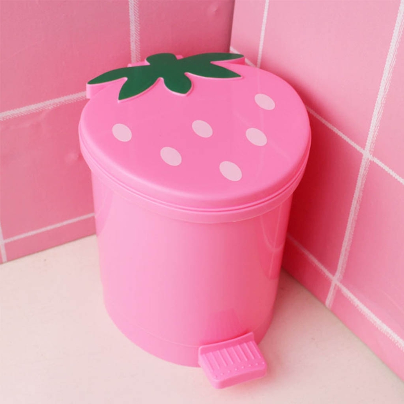 Title 10, Mini Strawberry Trash Can with Lid Cartoon Cute...