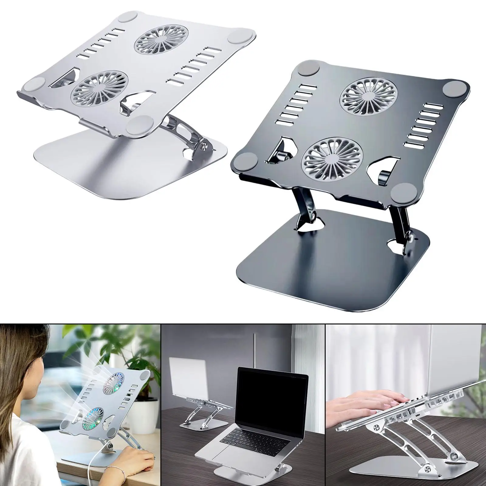 Laptop Stand Dual Fan Radiator Foldable Non Slip Notebook Computer Bracket Portable Metal Mount Cooler for ASUS for All Laptops