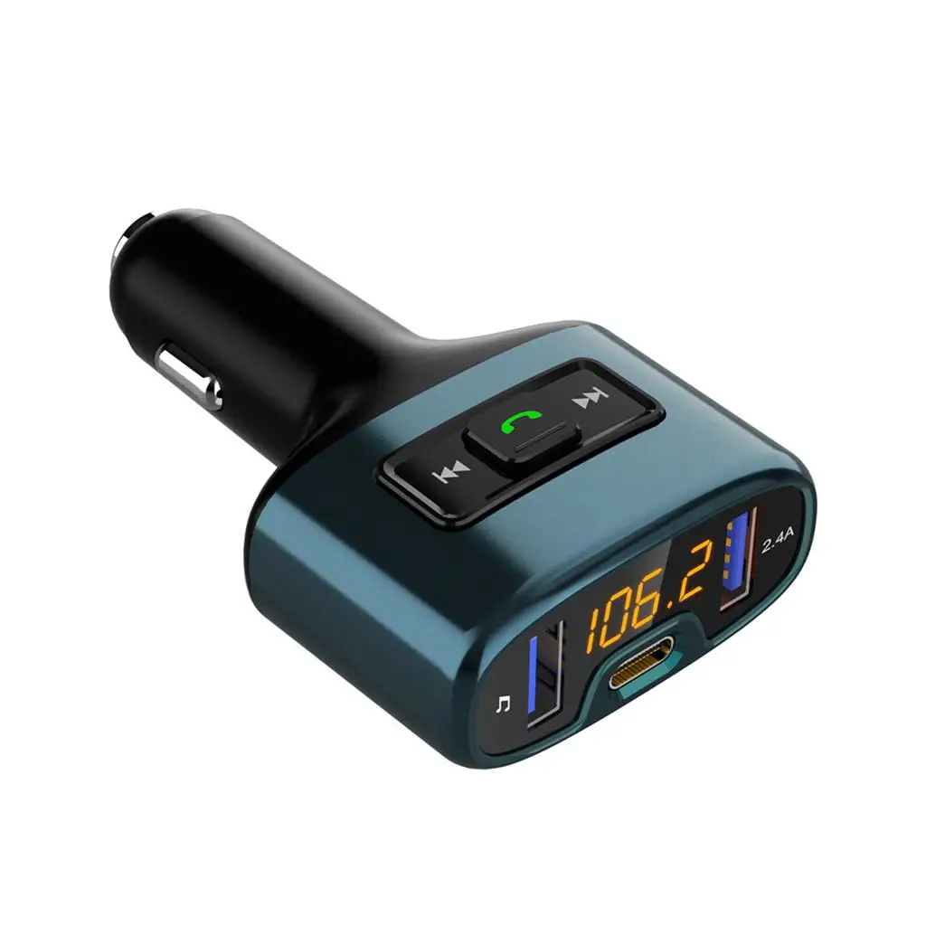 Auto Car Bluetooth 4.2 FM Transmitter Radio Audio AUX Player Charger Adapter