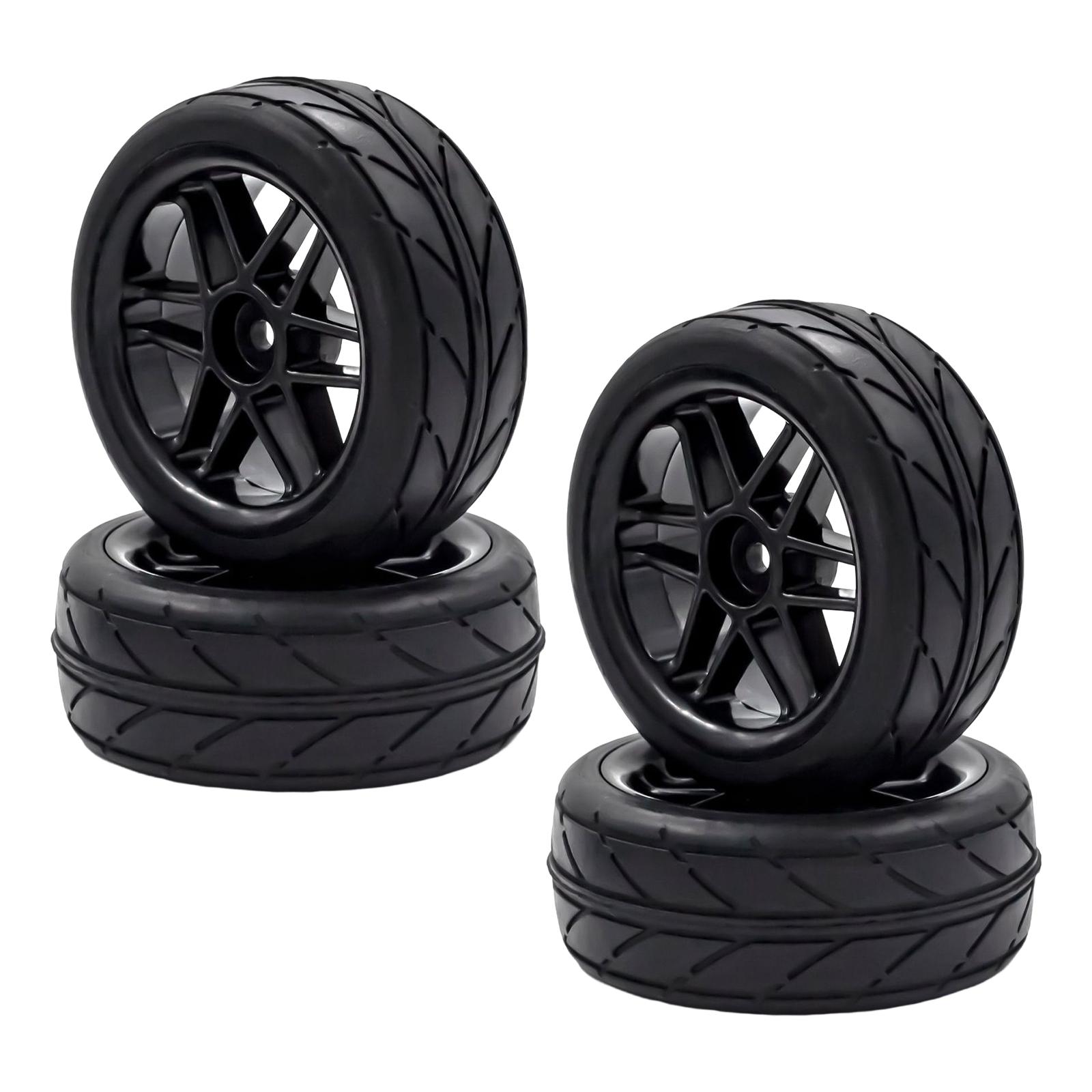 4Pcs Car Wheels Rim Replacement Wheel Tires Width 26mm DIY Tyre Rubber Tires for RC 1:10 Car Trucks Buggy Model