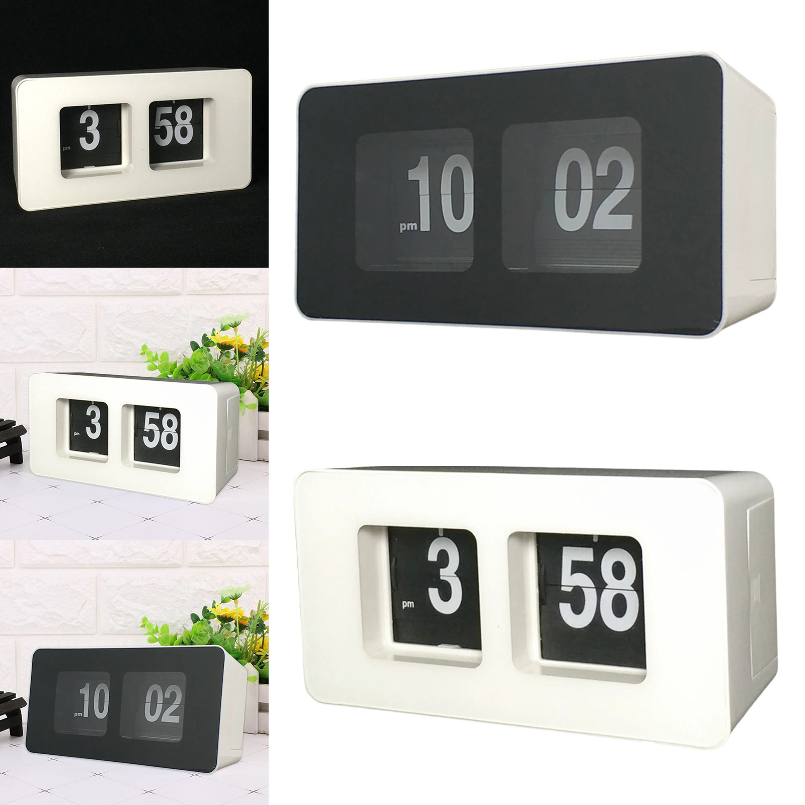 2x Auto  Clock File Down  Clocks Bedroom Living Room Decor Office