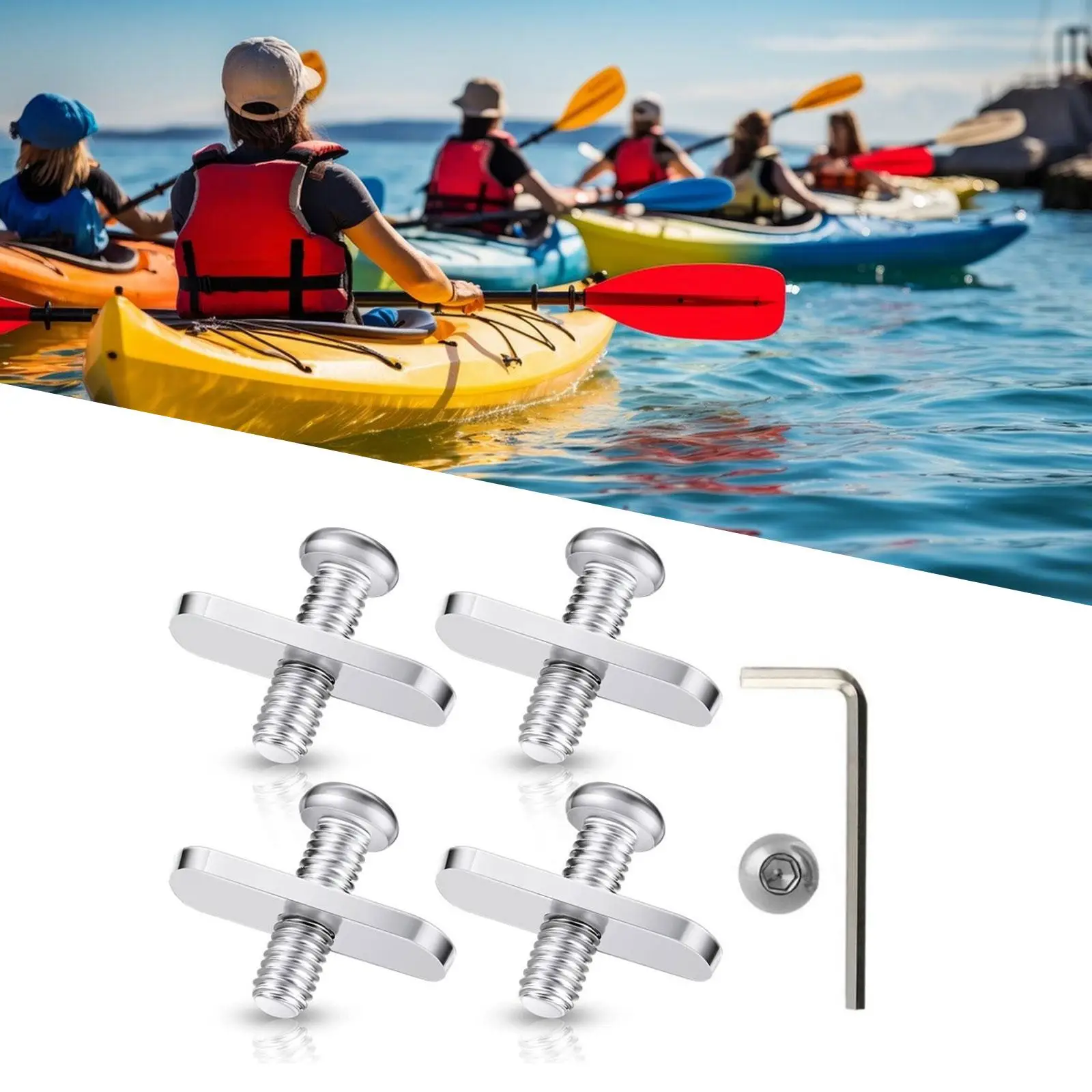 4 Pack Kayak Rail Track Screws Track Nuts Mounting Stainless Steel Mini Hardware Gear Kayak Screws for Dinghy Boats Canoes Rail