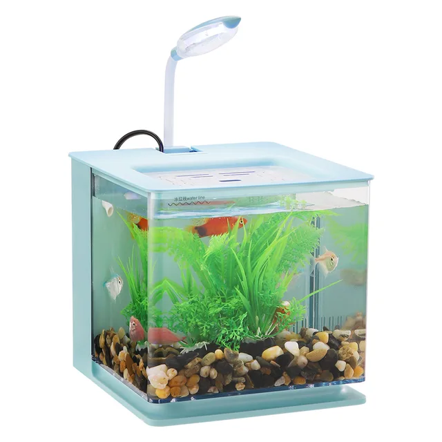 Weiting aquarium small fish tank mini desktop aquarium creative gold fish  tank LED lighting comes with filter household fish tan