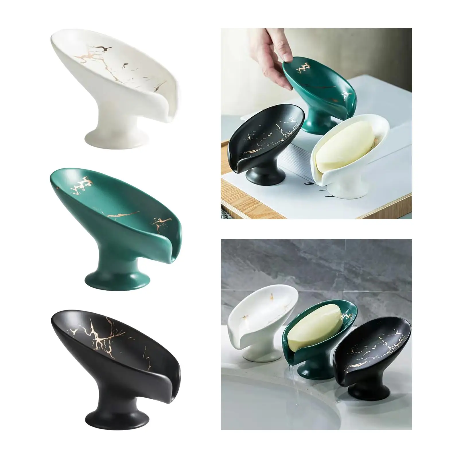 Leaf Shape Soap Dish, Easy Cleaning Storage Plate Tray Drain Soap Holders Bathroom Gadgets