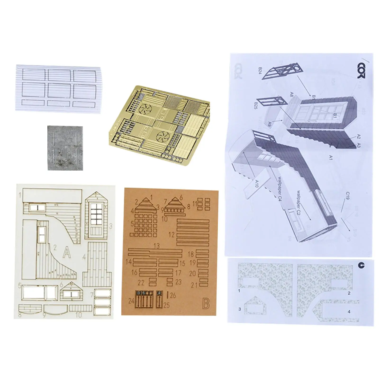 1/35 Handmade Miniature House Diorama Layout Interactive Toys Wooden Puzzle for Micro Landscape Accessory Diorama Sand Table