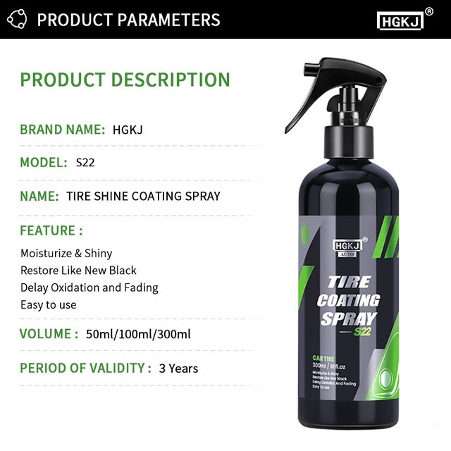 Car Tire Coating Spray High Gloss Shine Wheel Polish Paint Tire