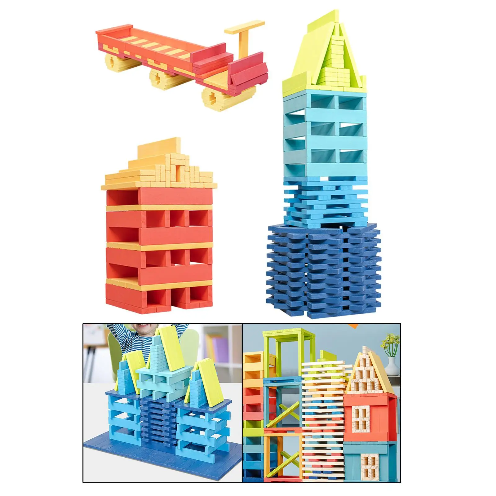 100 Pieces Wooden Building Blocks Toys Early Educational Toys Preschool Learning
