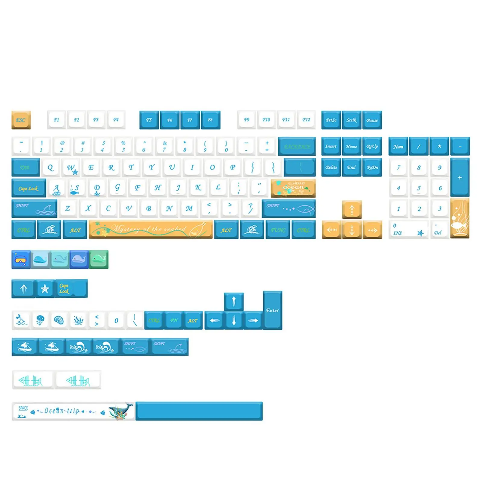 137 Keycaps Xda Profile PBT Underwater Animals Theme for Mechanical Keyboards 61 64 68 87 Keycaps Replacement Install Durable