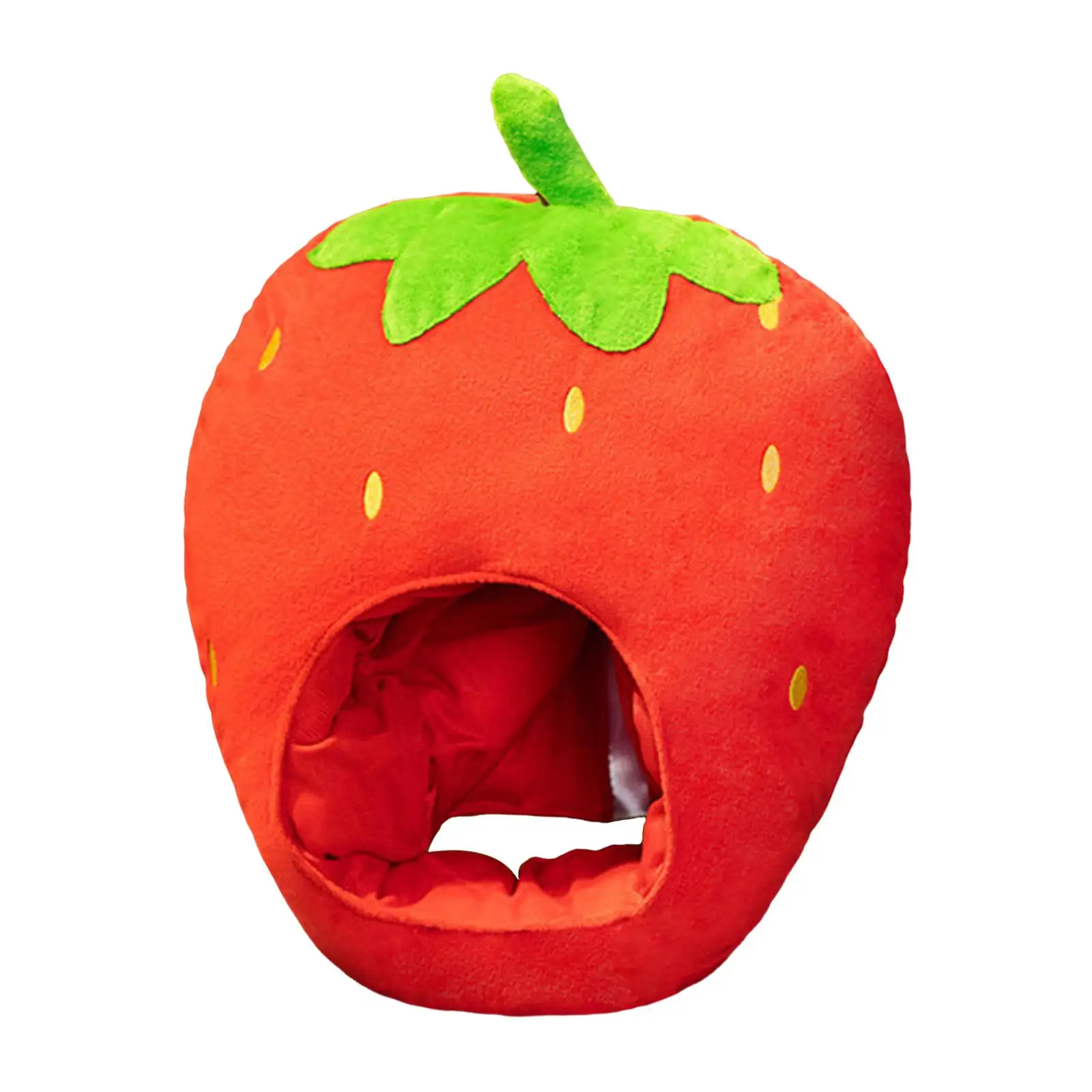 Soft Strawberry Hat Decor Head Warmer Comfortable Novelty Costume Hat Headdress for Cosplay Party Halloween Holiday Women Men