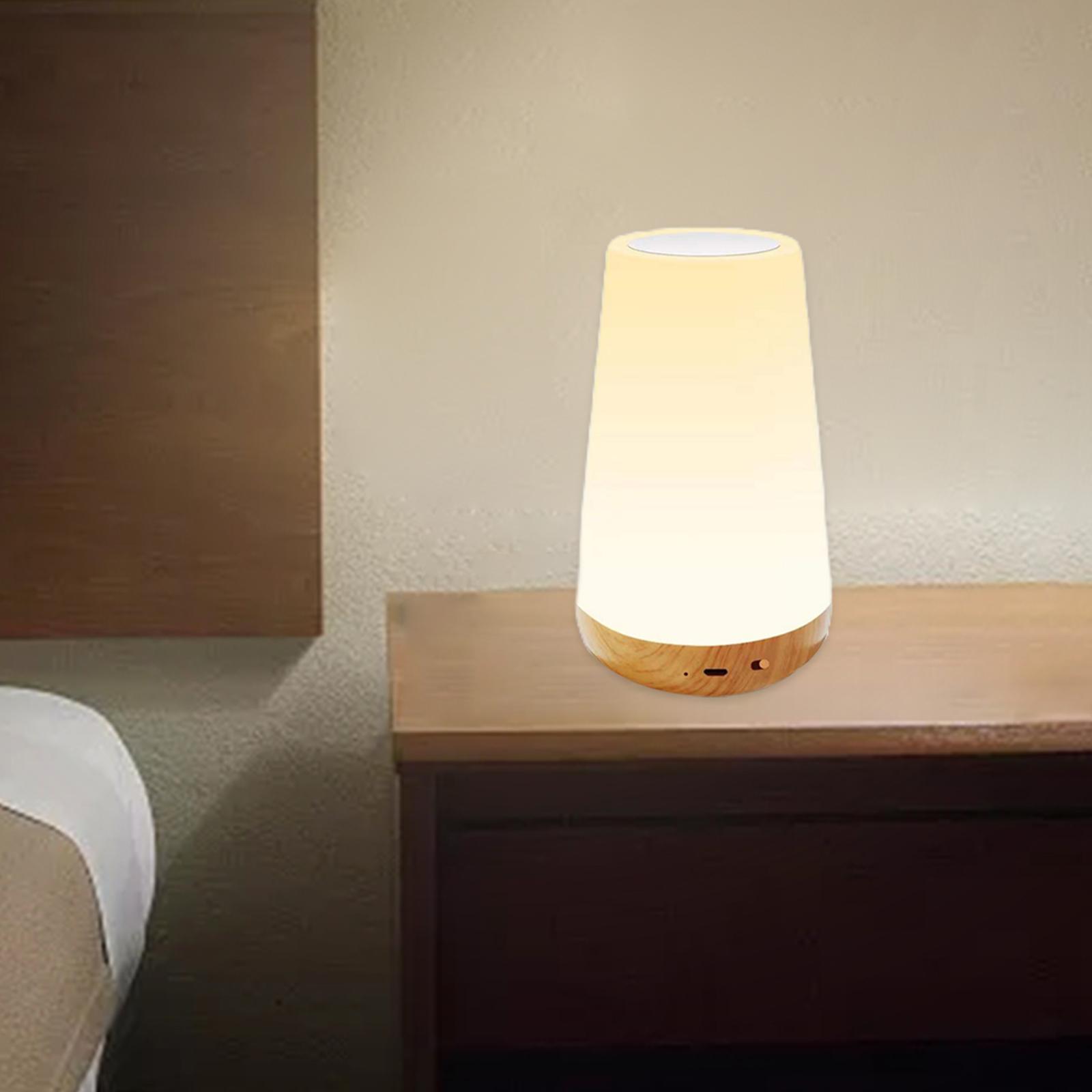Dimmable Led Colorful Creative Wood Grain Charging Night Light Bedside Table Lamp Ambient Light Touch Remote Light