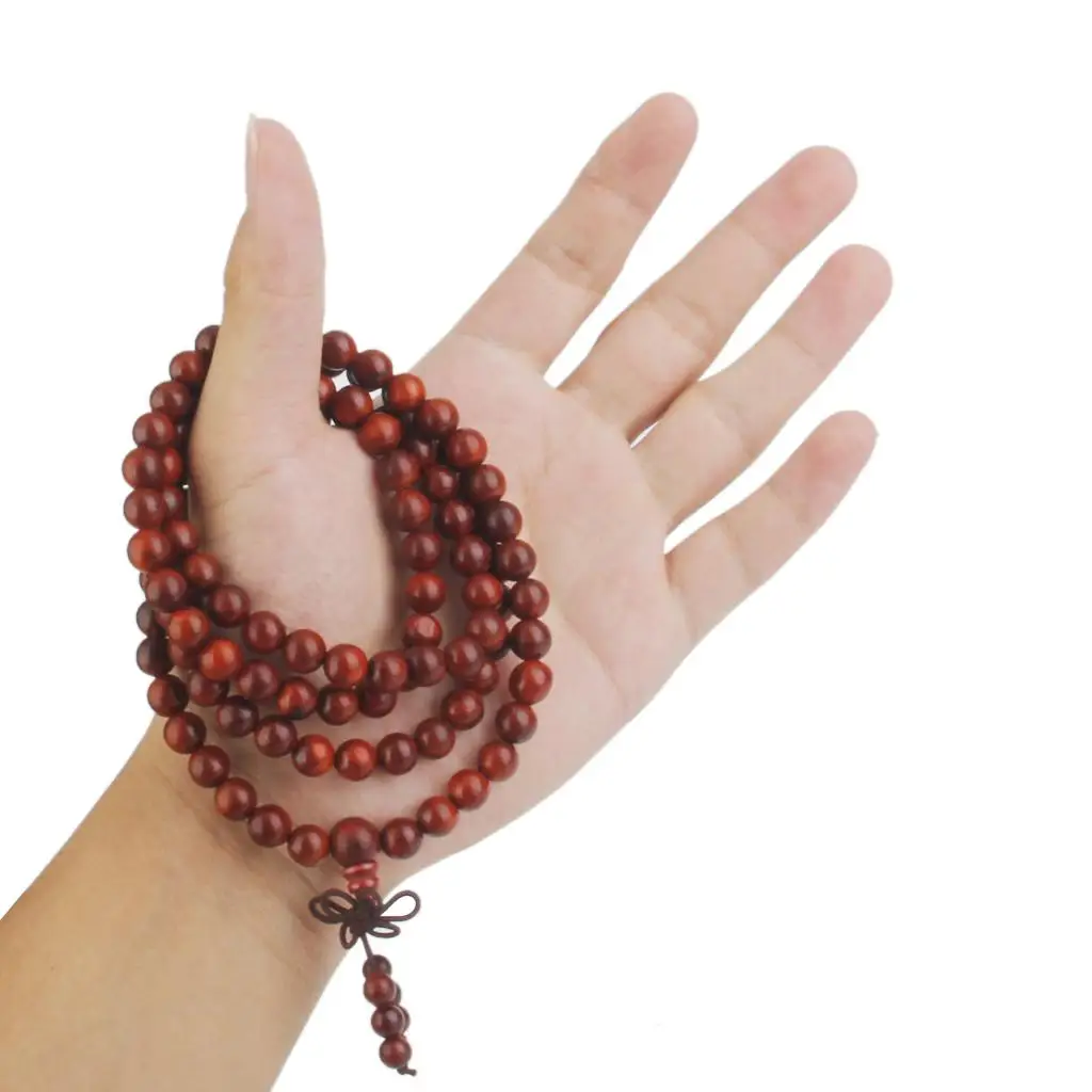 8mm Tibetan 108 Sandalwood Buddhist Prayer Beads Mala Bracelet Necklace Gift