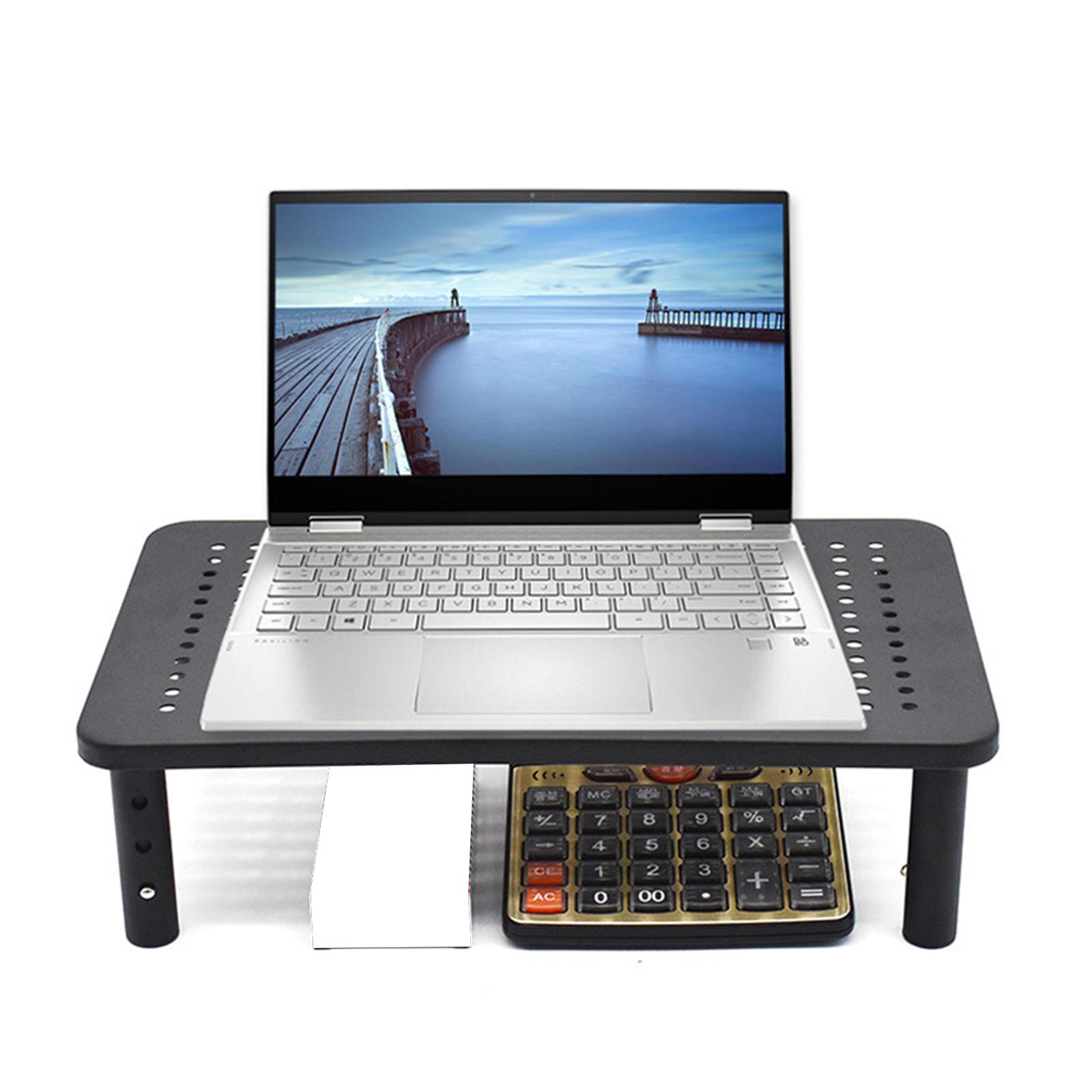 Monitor Stand Riser Ergonomics with Mesh Platform Metal Desktop Height Adjustable for Computer Printer PC Laptop Office Supplies