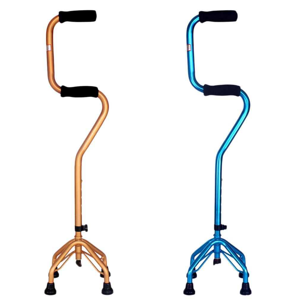 Bathroom Skid Resistance Aluminium Quad Cane Ladder Crutches Trekking Pole