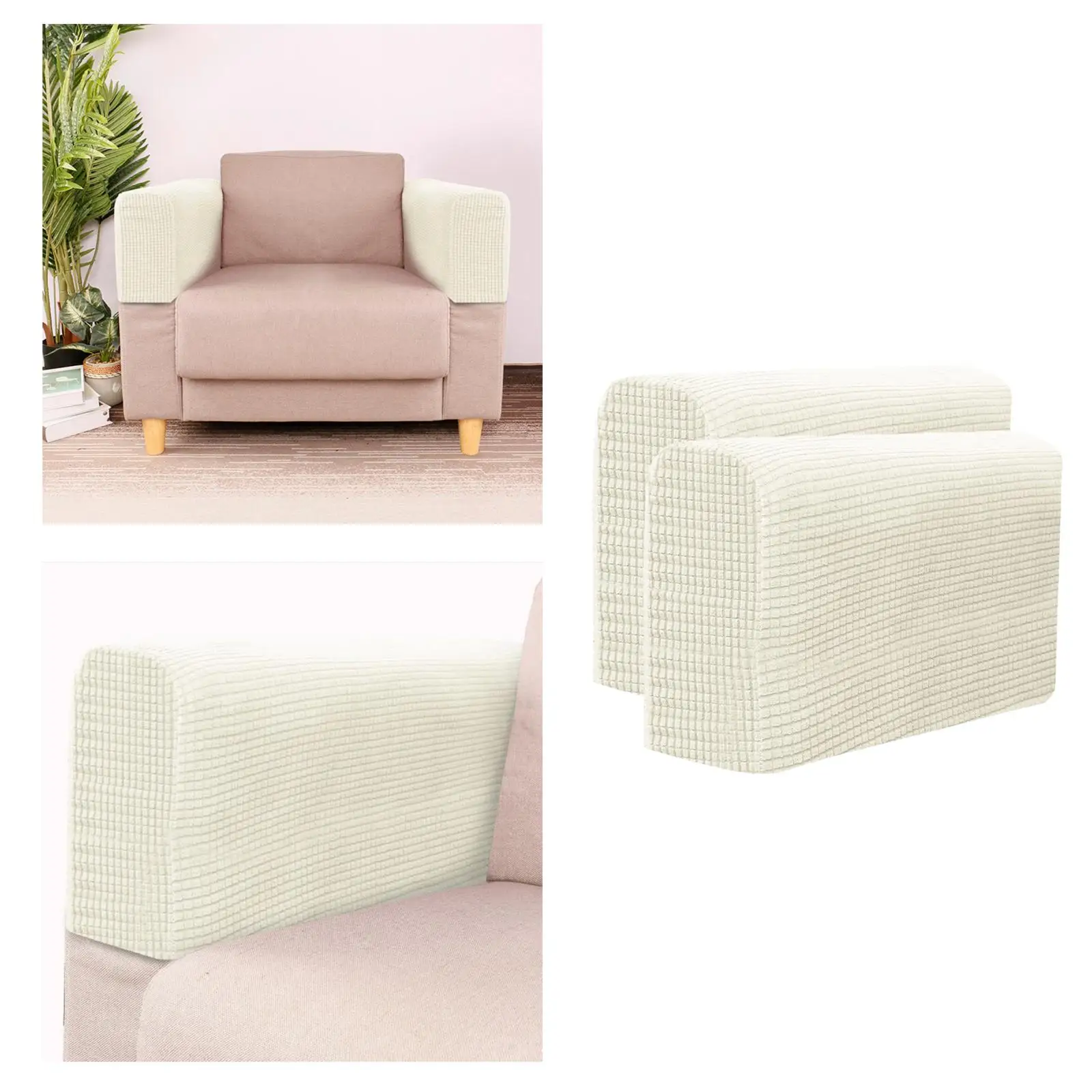 1 Pair Sofa Armrest Cover Soft Polyester Jacquard Stretchable Slipcover Arm Covers for Recliner Loveseat Couch Arm Protector