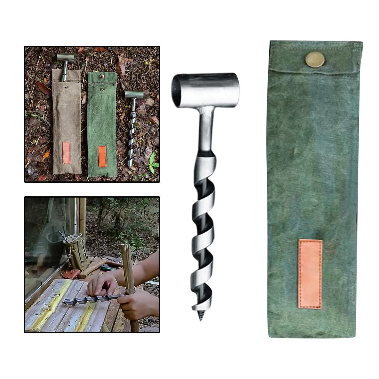 Hand Auger Wrench Survival Puncher Multitool Outdoor Wood Auger Bushcraft