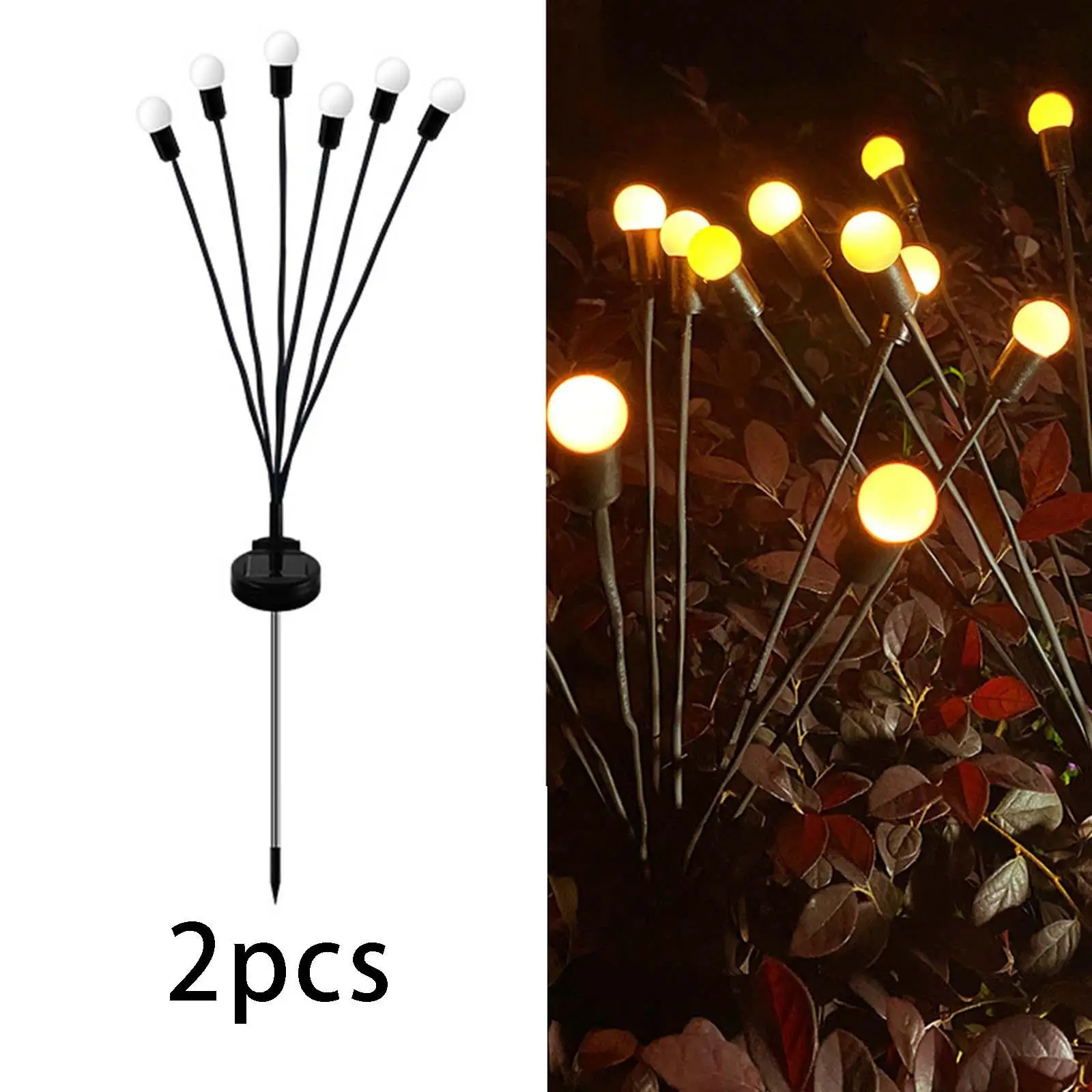 Solar Outdoor Stakes Light with 8 Pieces LED Bulbs Pathway Lawn Lights for Outside