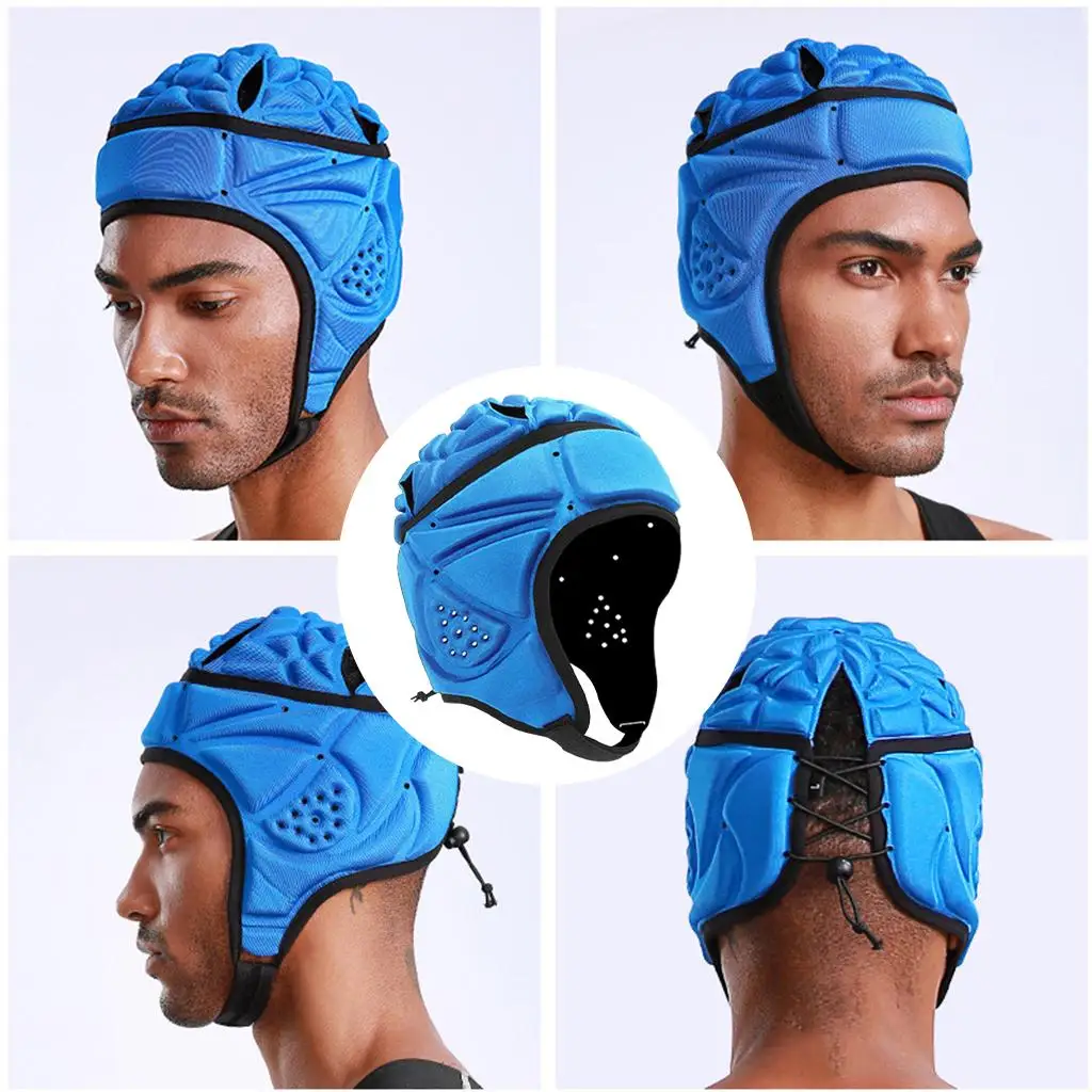 Rugby Helmet Headguard Headgear EVA Padded Adjustable Head Protector for Youth Adults Roller Skating Soccer Riding Sports
