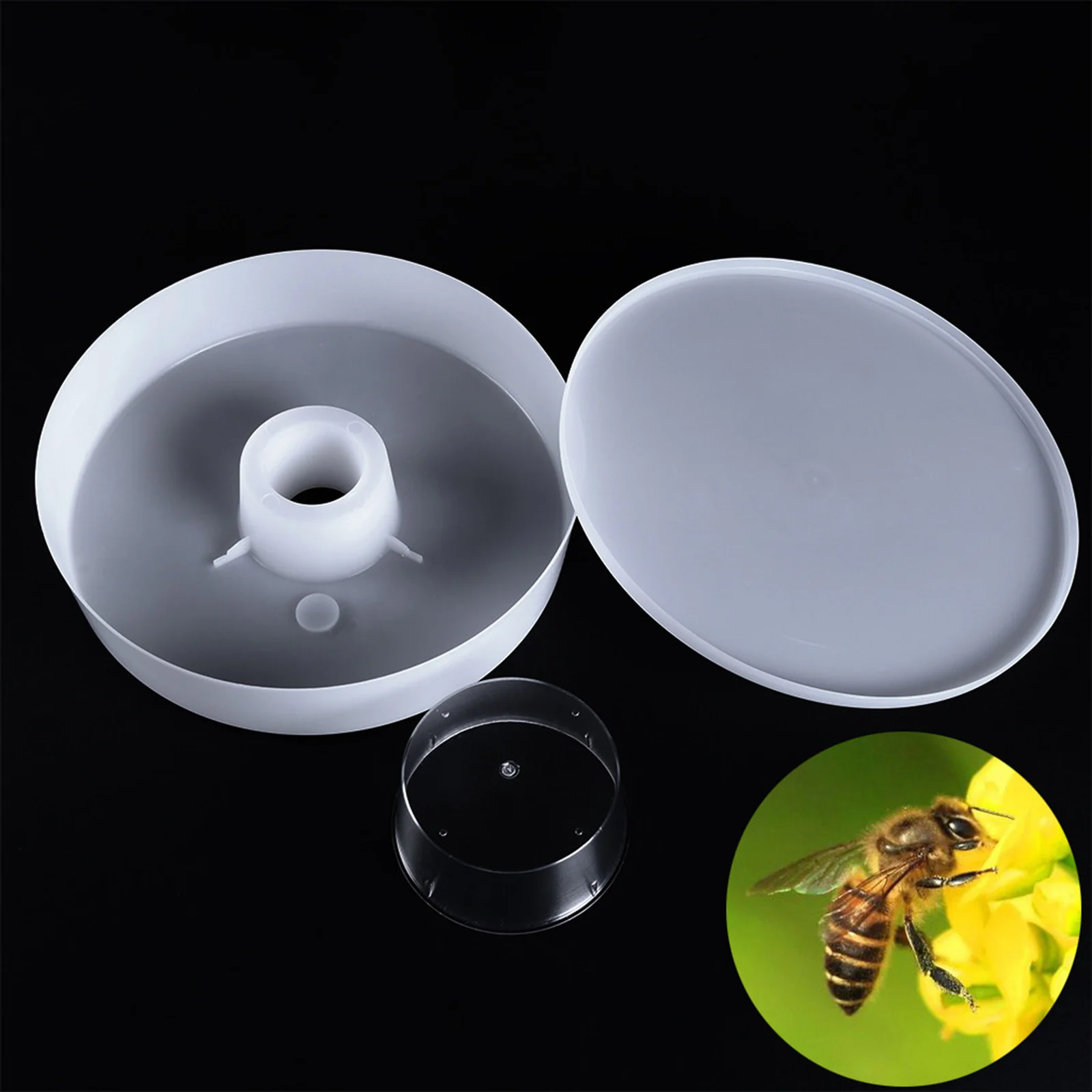 Round Bee Water Feeder Beehive Entrance Drinking Bowl for Bee Drinking Sugar Syrup Feeding Equipment Beekeeping Equipment
