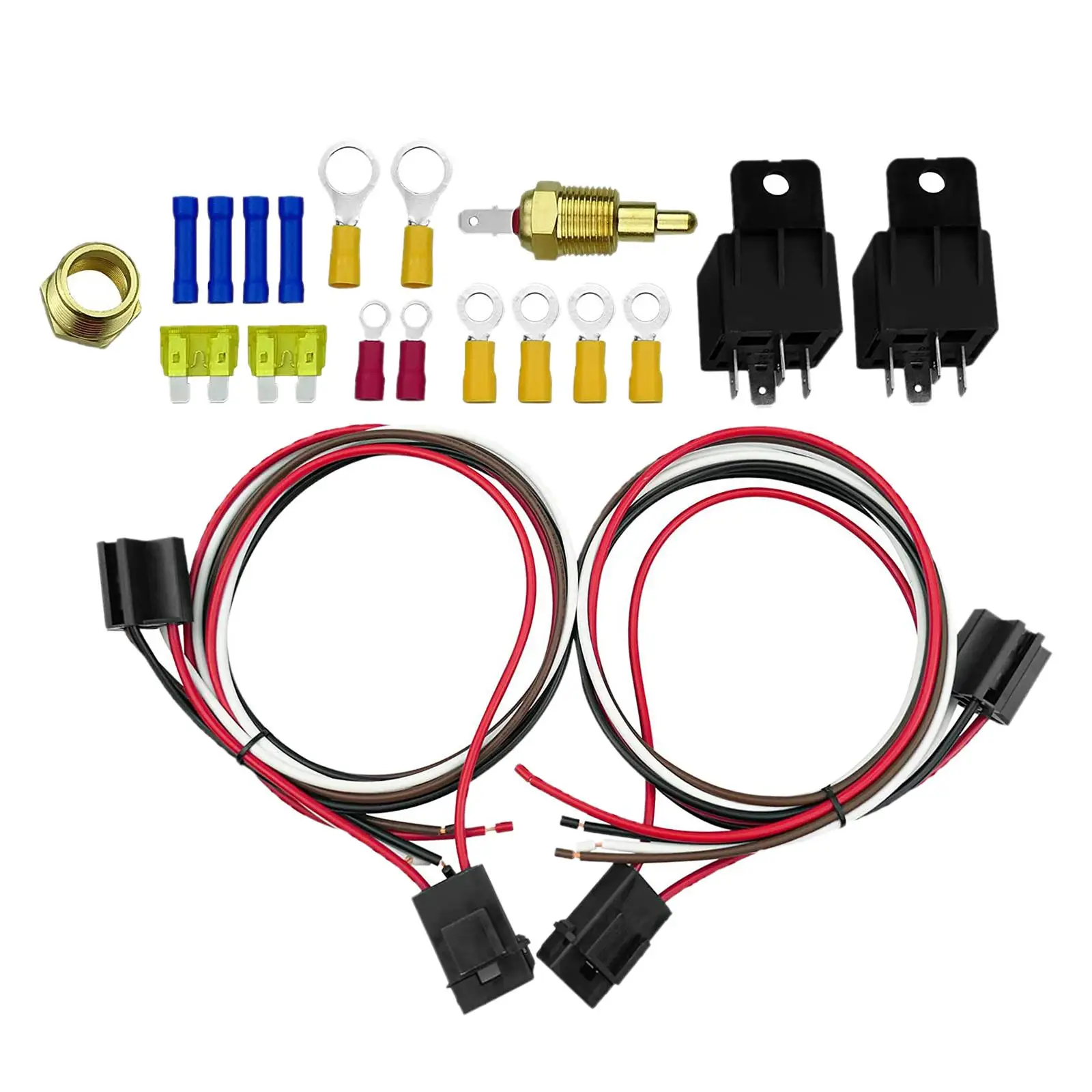 Auto Dual Electric Fan Relay Kit 185 On 175 Off 40 Amp Thermostat Kit Temperature Sensor Switch