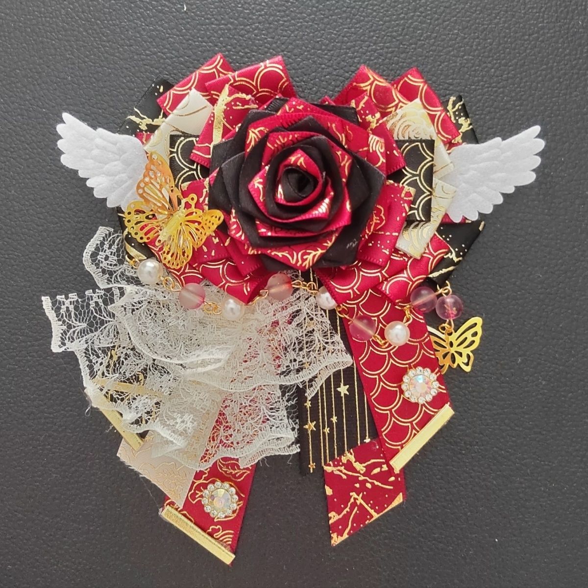 Frauen Lolita Cosplay Spitze Fliege Brosche Original Luxus Anzug Shirt Anime Mädchen Rollenspiel Zubehör High-End-Kragen Blumen – Detail 6