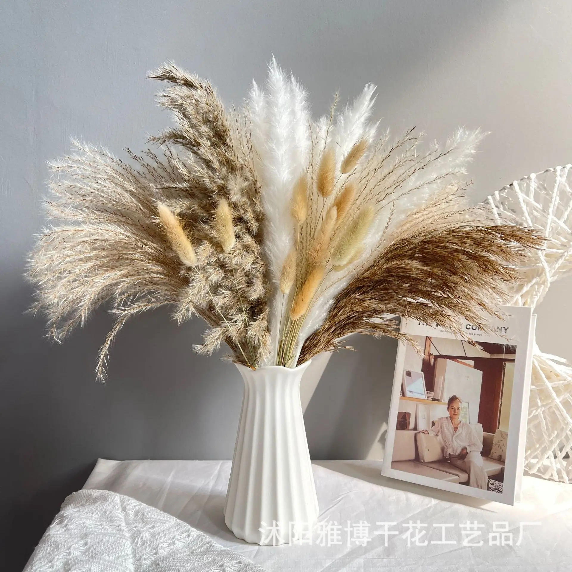 silk flower artificial & dried flora Reed Pars grass set immortal bouquet window decoration ornaments whisk flower dried flower wedding props decor dried wildflowers
