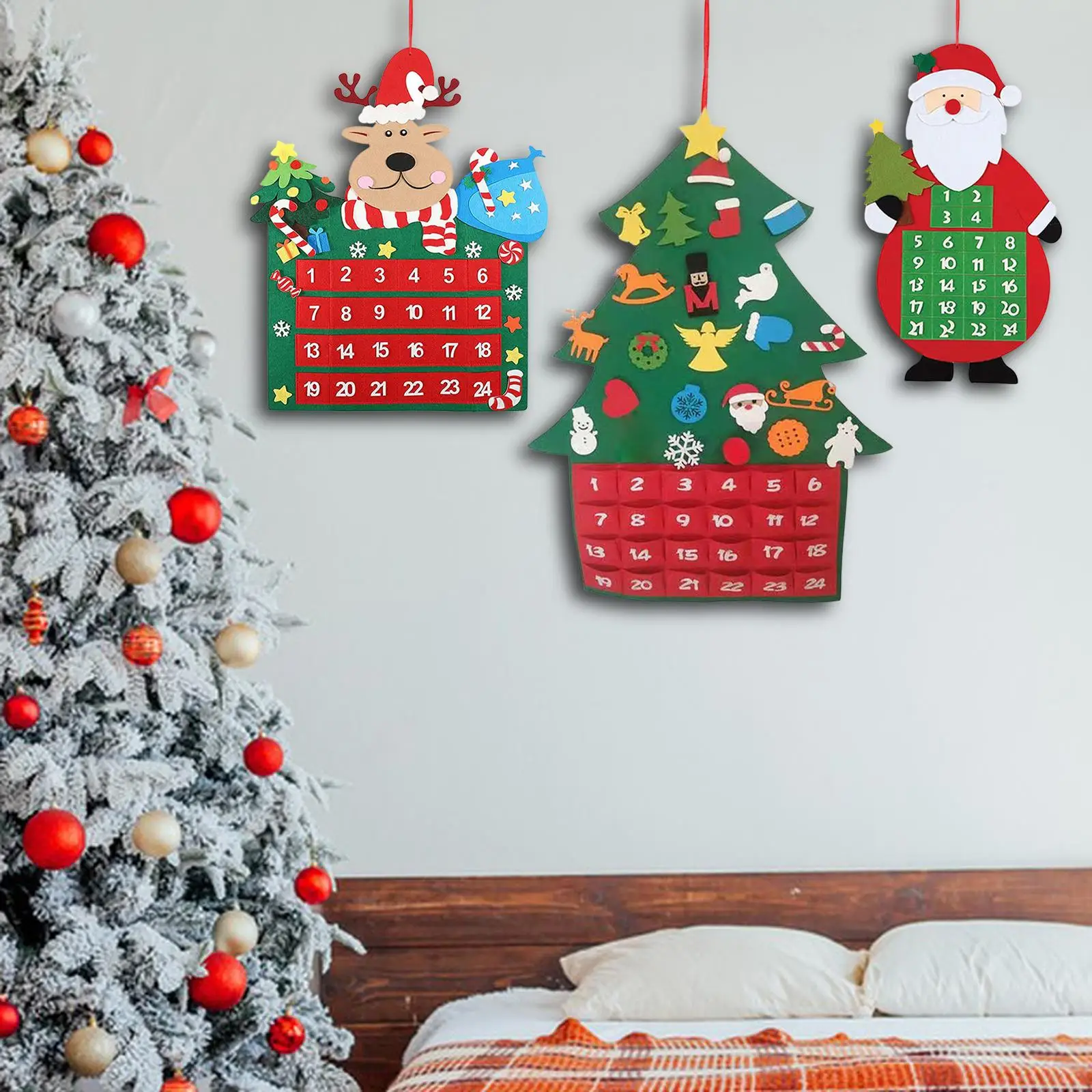 DIY Felt Advent Calendar with 24 Days Pockets Felt for Office Gift Party