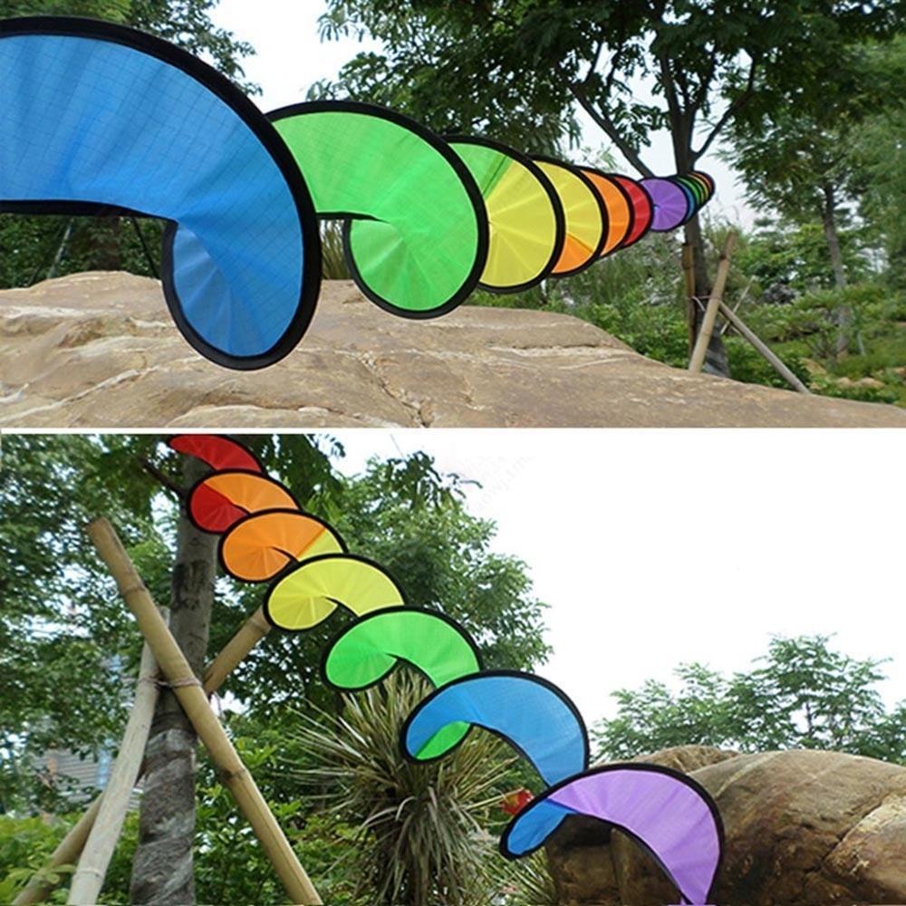 1Set Faltbare Regenbogen Spirale Windmühle Zelt Bunte Schöne Wind Spinner Garten Outdoor Camping Picknick – Detail 3