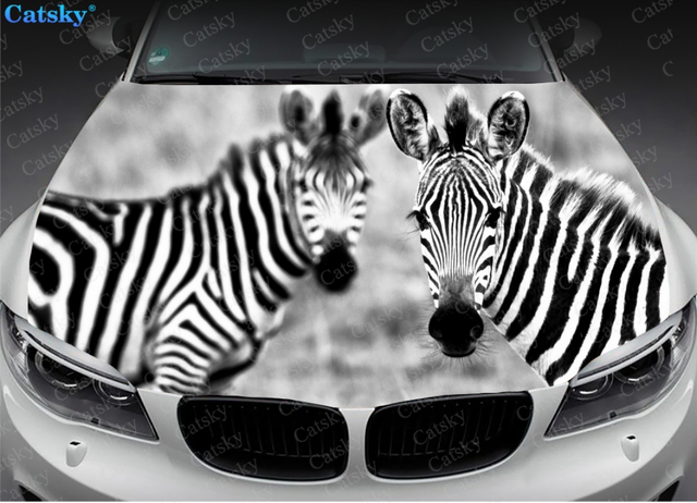 Animal - Zebra Print Car Hood Vinyl Stickers Wrap Vinyl Film Engine Cover Decals  Sticker on Car Auto Accessories - AliExpress