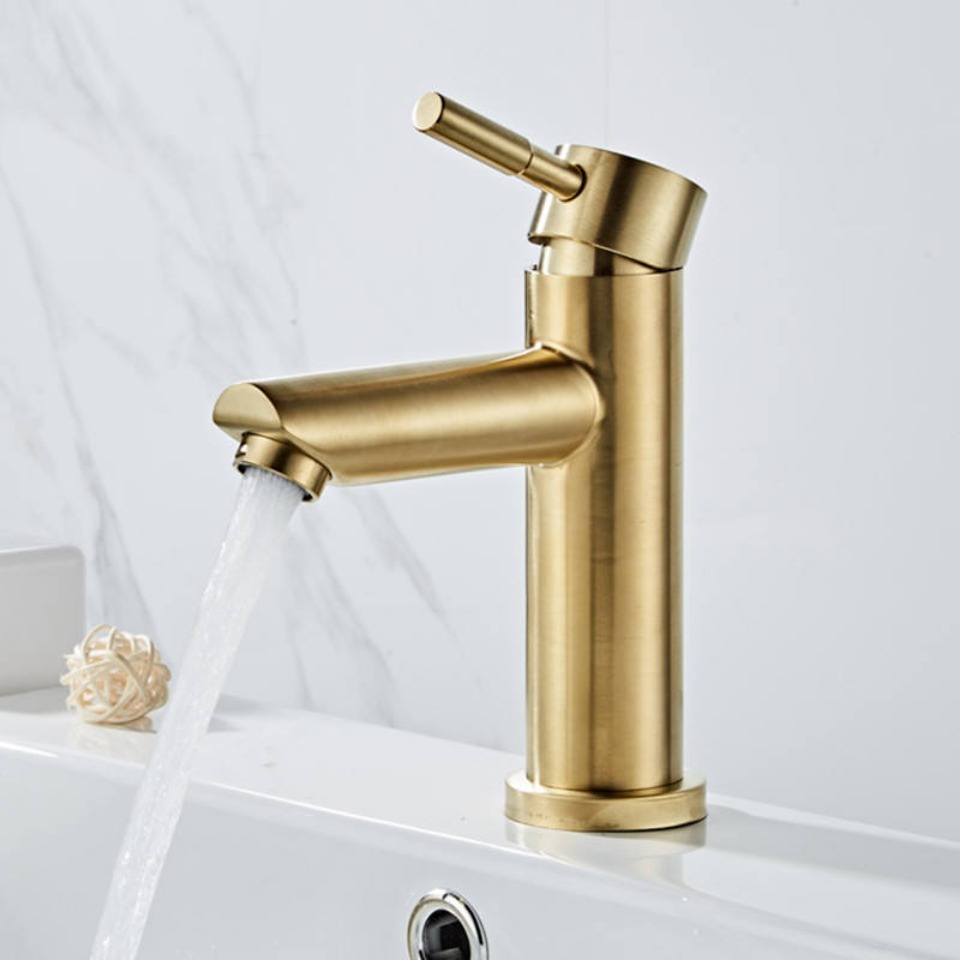 Title 2, Bathroom Brushed Gold Sink Faucet Deck Mounted ...