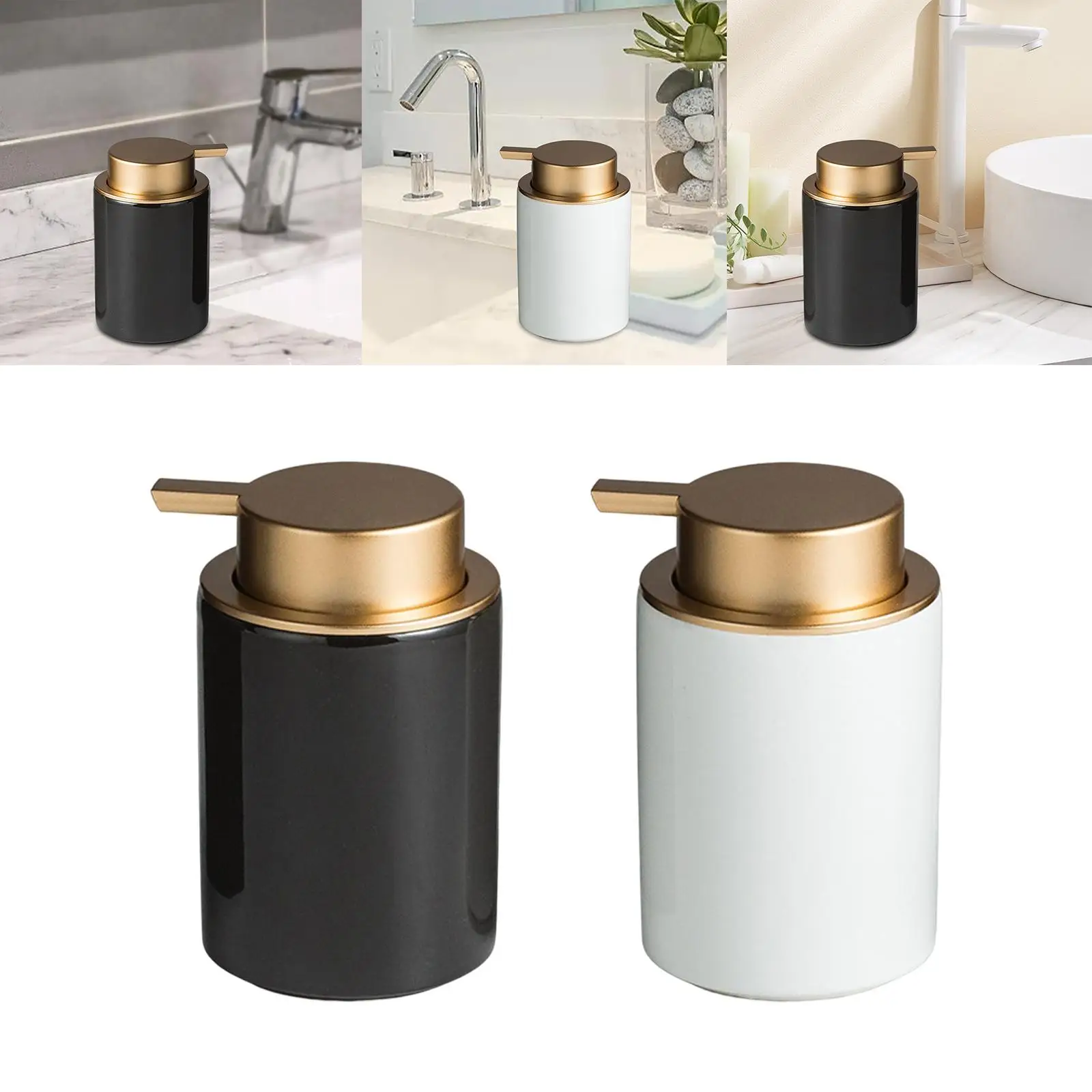 Ceramic Soap Dispenser 350ml Refillable Empty Pump Bottle Lotion Dispenser Container for Home Countertop