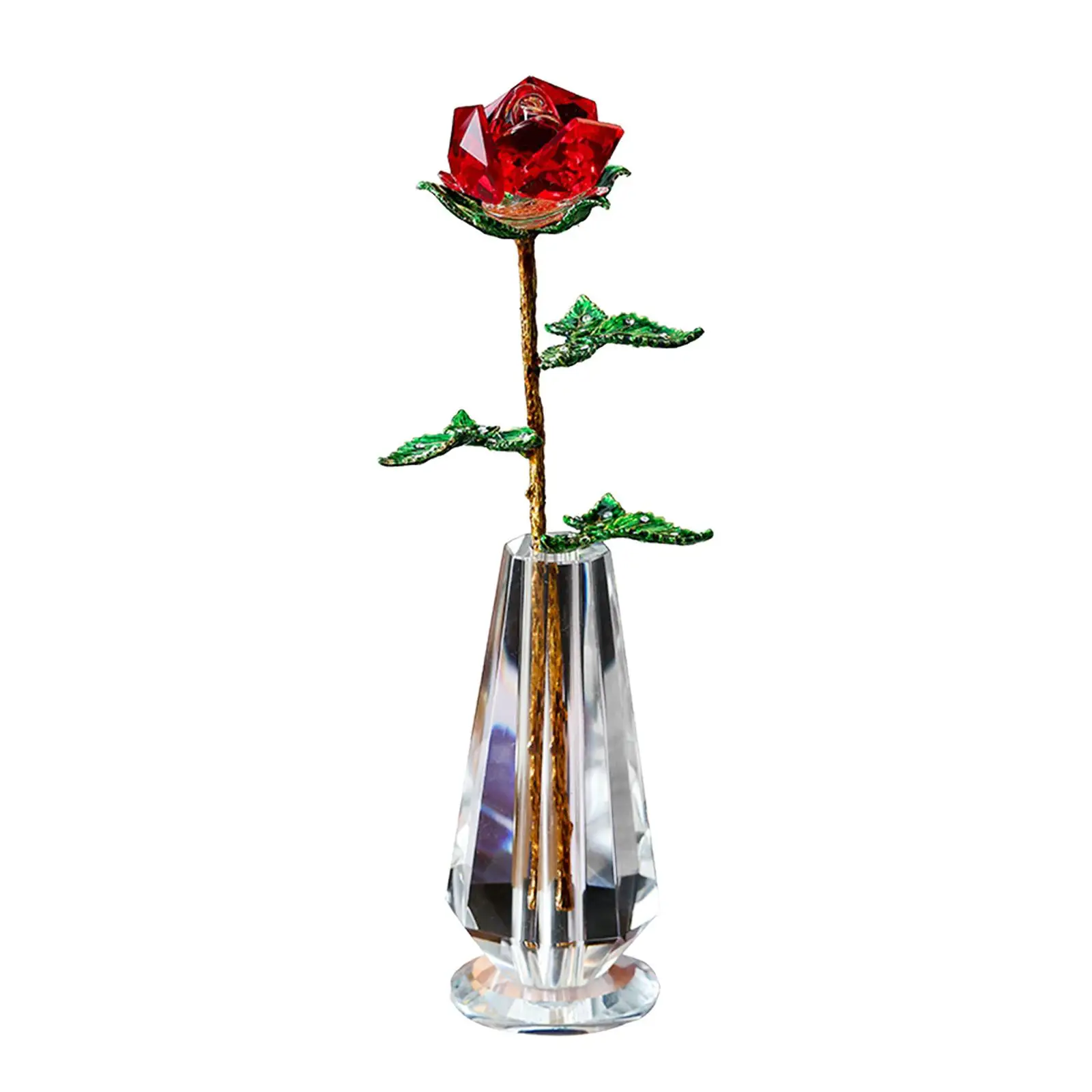 Romantic Crystal Rose Flower Glass DIY Flower Craft for Valentine`S Day Mom