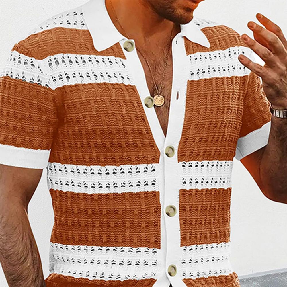 Description Picture 2 of itemClassic Comfortable Color Stitching Easy to Clean School Teacher Summer Cardigan Thin Sweater Men Sweater Breathable