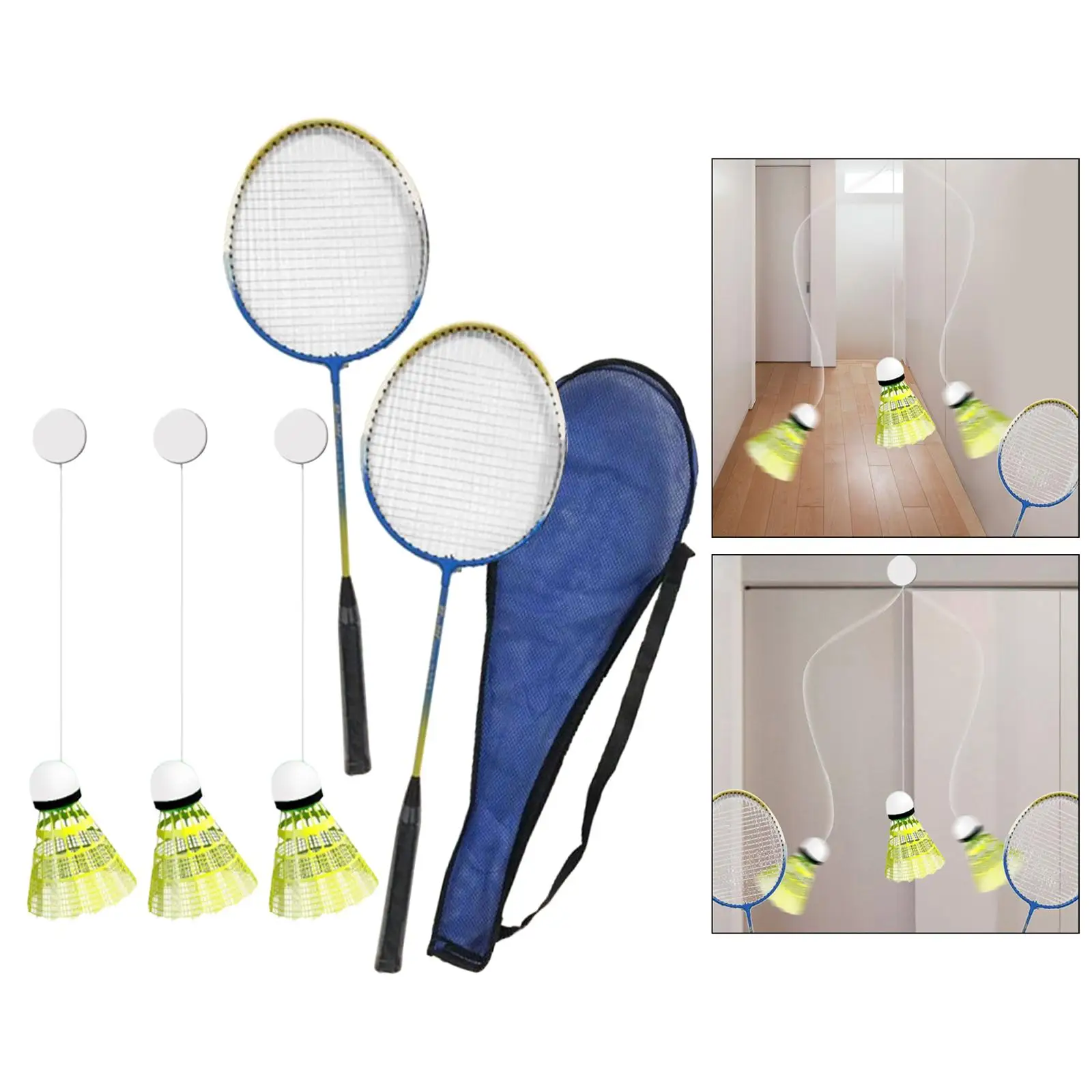 Indoor Badminton Trainer Self Training Device Tool Portable Badminton Training with Shuttlecock for Games Sports Exercise Home
