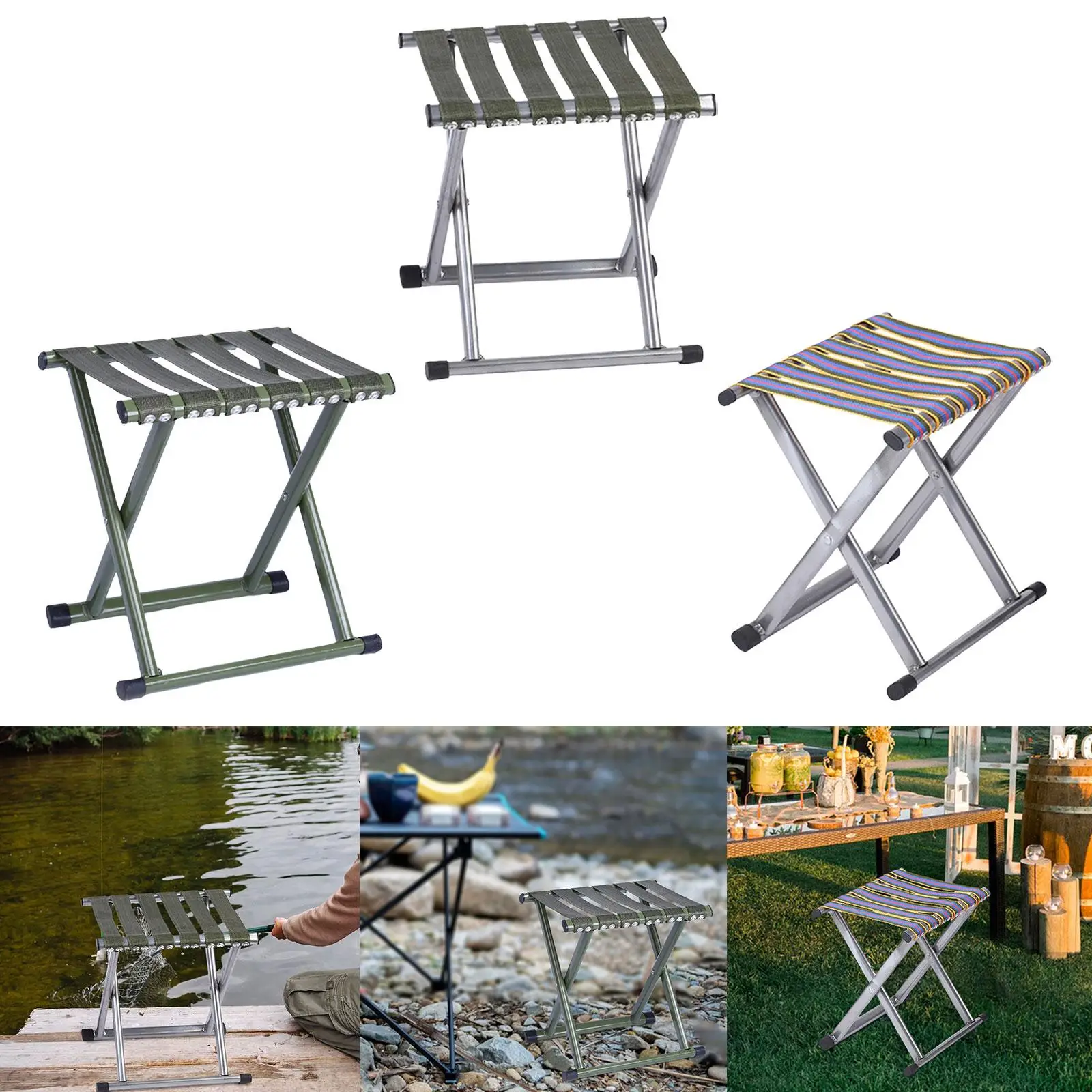 Camping Folding Stool, Foldable Footstool Chair Lightweight Saddle Chair Fishing