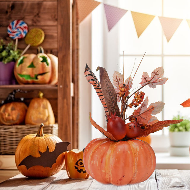 50Pcs/Set Artificial Pumpkins Fake Pumpkin Thanksgiving Decoration