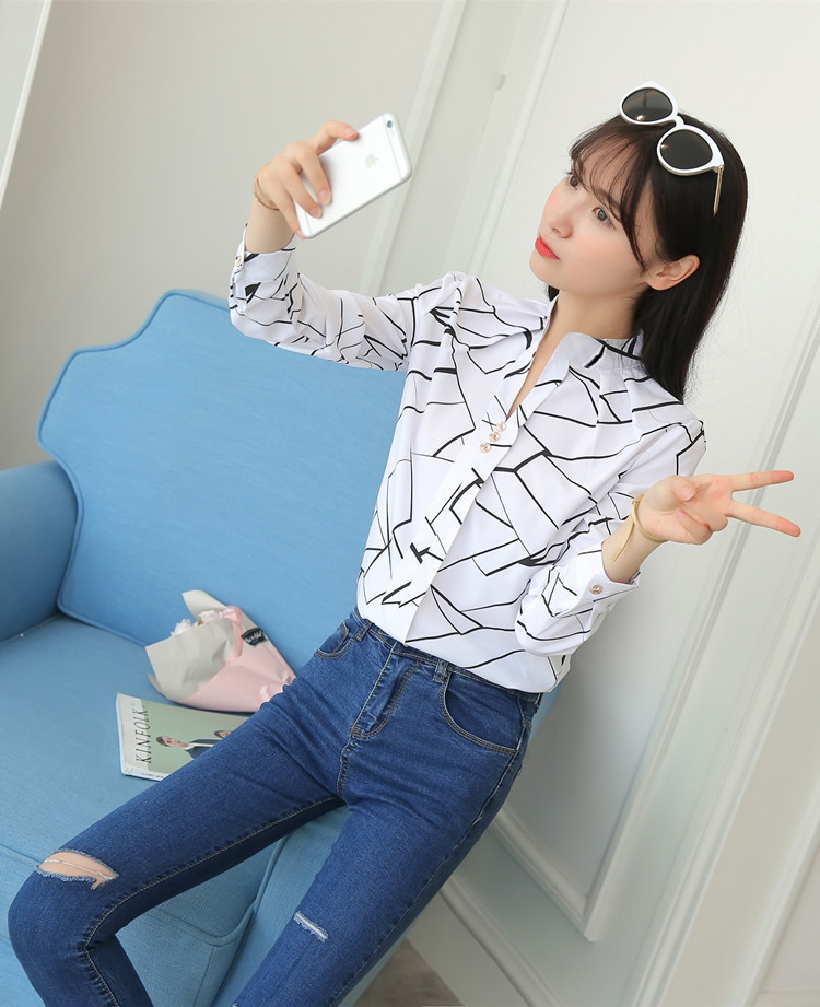 Title 12, Stripe White Women Shirt Korean Fashion Women