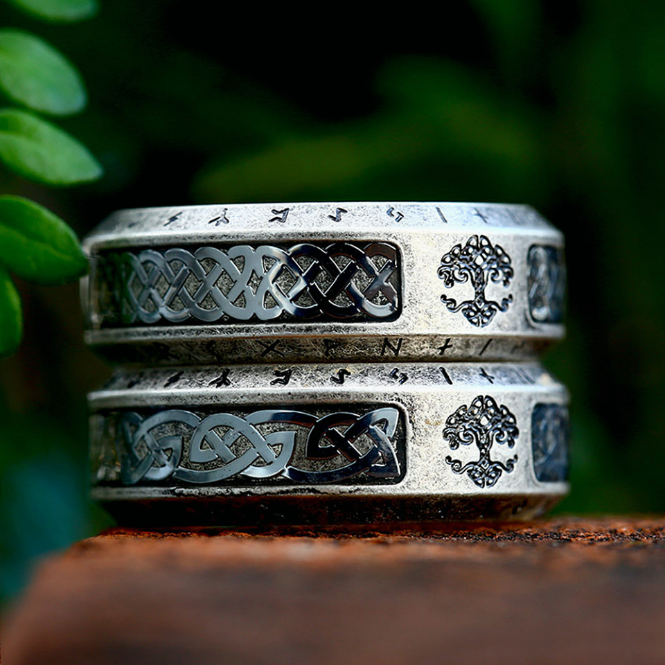 Neuankömmling Vintage Wikinger Baum des Lebens Ring für Männer Frauen Edelstahl nordischen keltischen Knoten Ring Mode Amulett Schmuck Geschenke – Detail 7