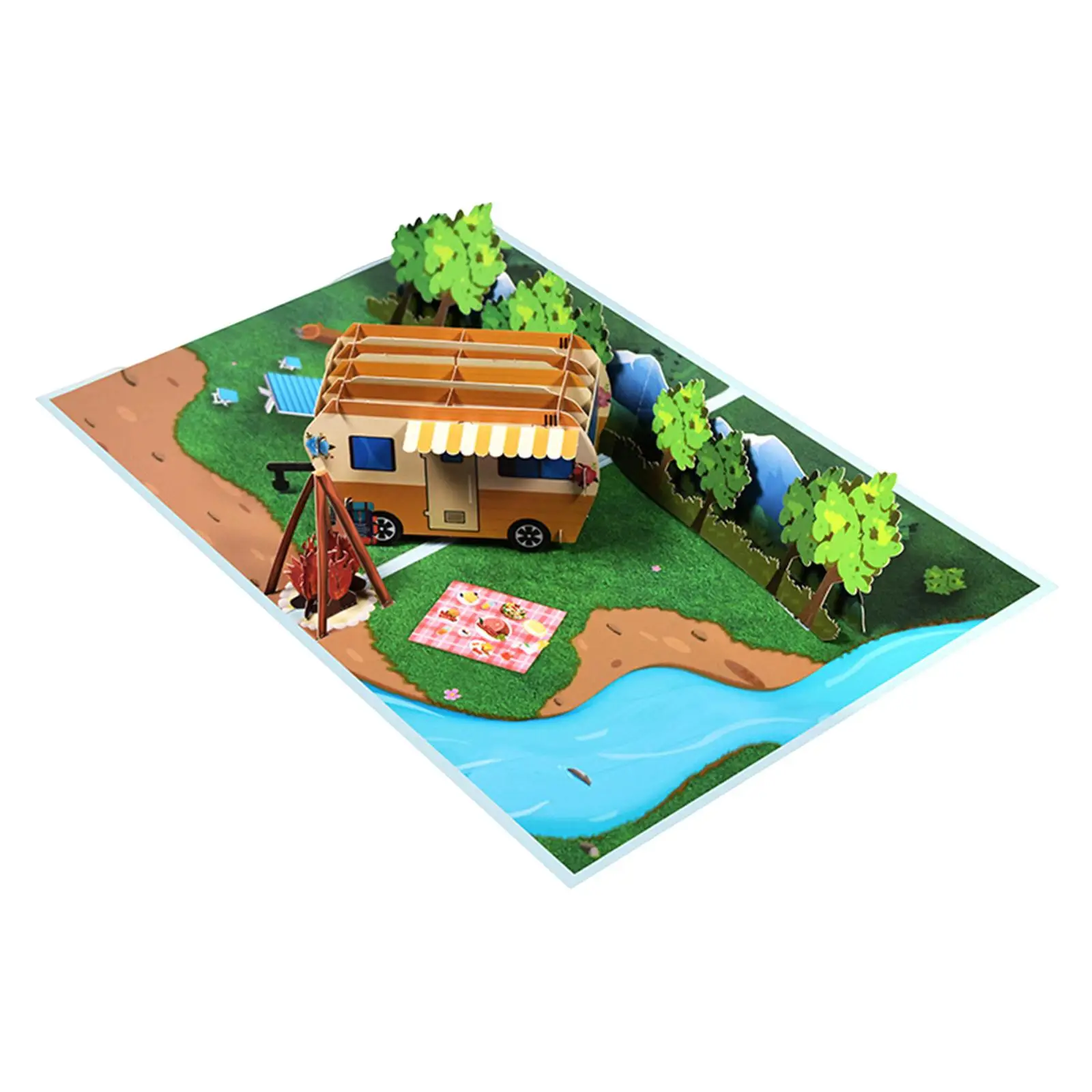 Camping Trip Pop up Card RV Card Camping Card Gift Birthday Card Mother`s Day Card Popup Greeting Card for Thanksgiving Father