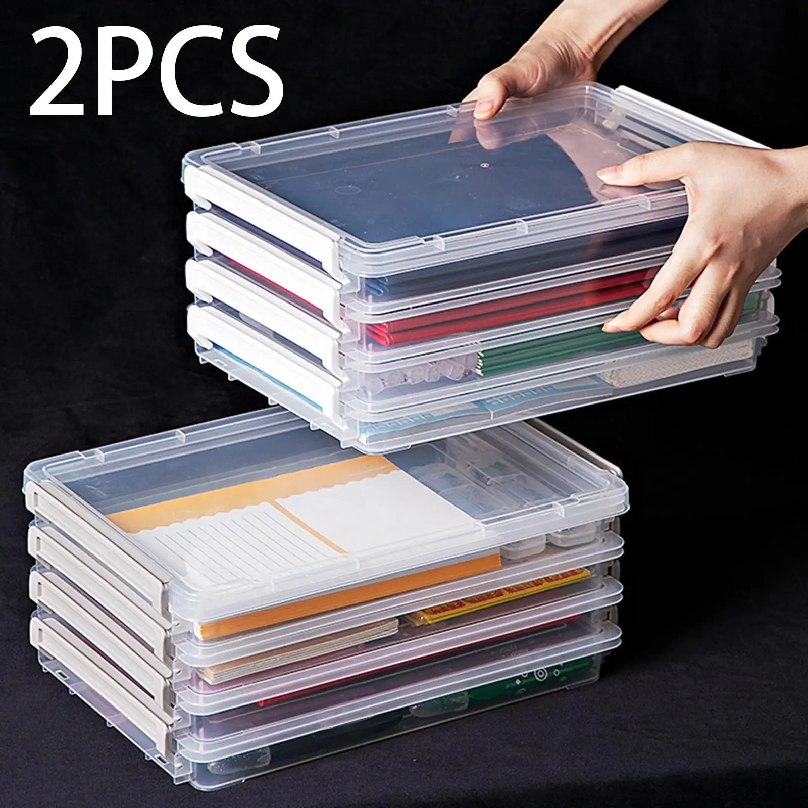 File Storage Box Stackable Project Case Makeup Brush Storage Box Waterproof Multipurpose files Potector Case for Home Commercial
