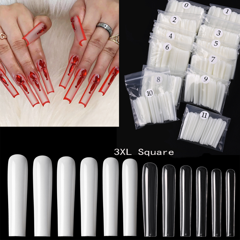 Best of 3XL Tapered Square Clear Full Cover Nail Tip 120PC Press On Nails False Artificial Tip XXXL Extra Long Square Straight Nail Tip Reviews & Tips