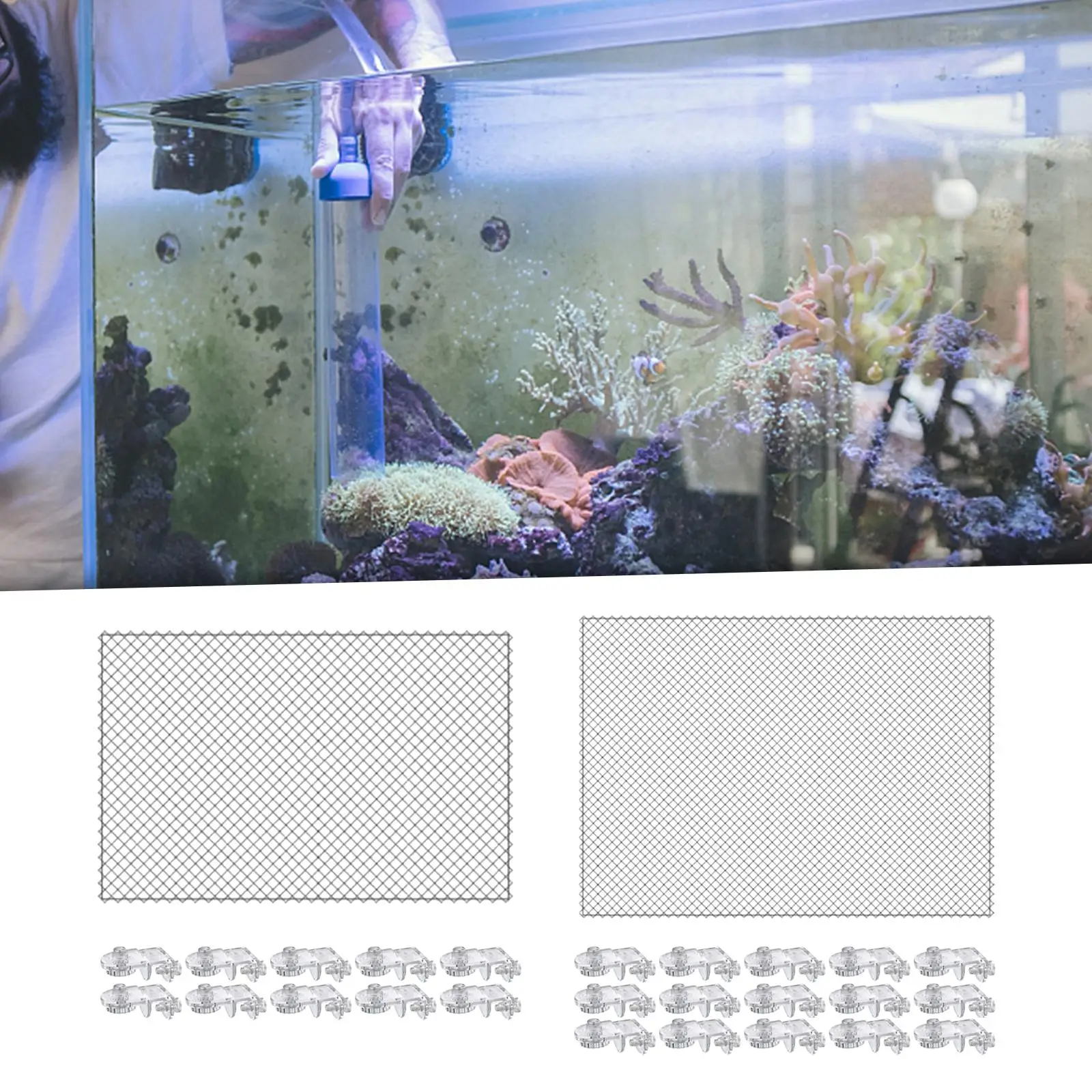 Fish Tank Screen Net Replacement with Clamps Jump Guard Balcony Cat Netting Aquarium Screen Net Aquarium Screen Cover