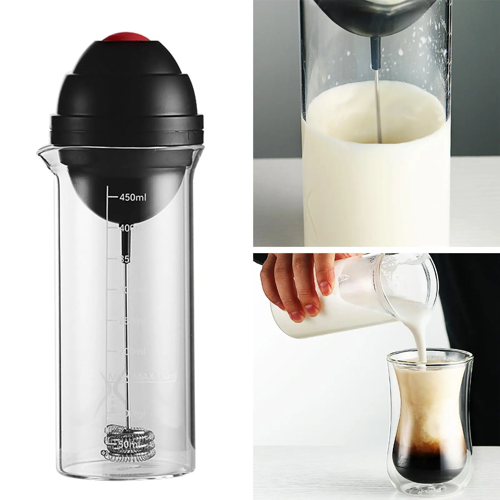 Cordless Electric Milk Forther Milk Foamer Coffee Frother 450ml for Coffee Latte Cappuccino Hot Chocolate Kitchen Gadgets