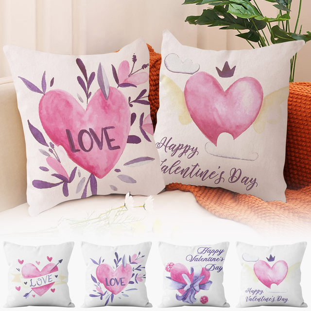 45*45cm Square Decoration Pillow Cover Valentine's Day Romantic Love  Pattern Pillow Cover Living Room Bedroom Sofa Cushion Cover - AliExpress