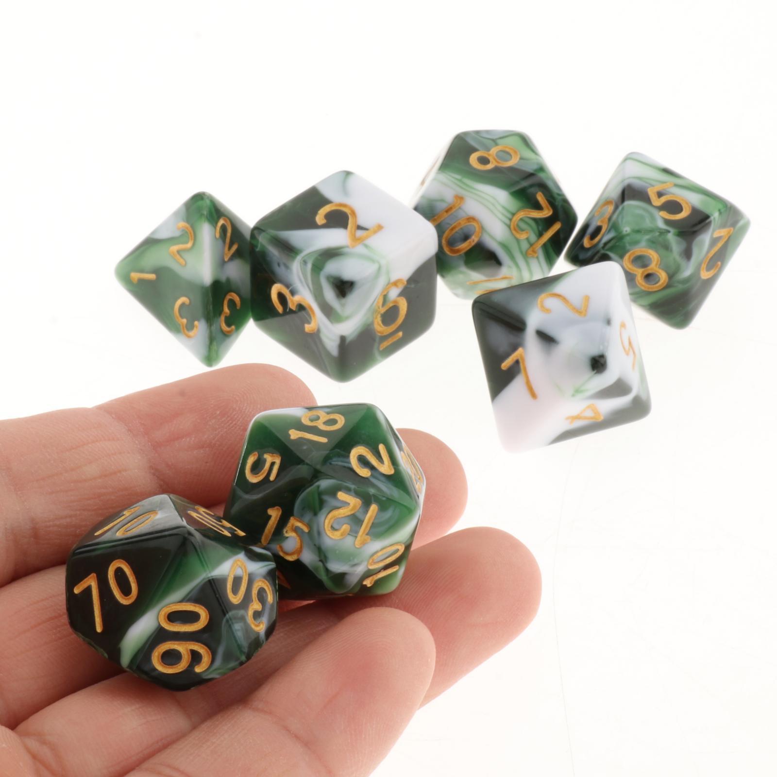 7Pcs Painted Polyhedral Dices Multi-sided Acrylic Dice D4 D6 D8 D10 D12 D20 Role Playing Dice Game Accs for Dnd RPG MTG Games 