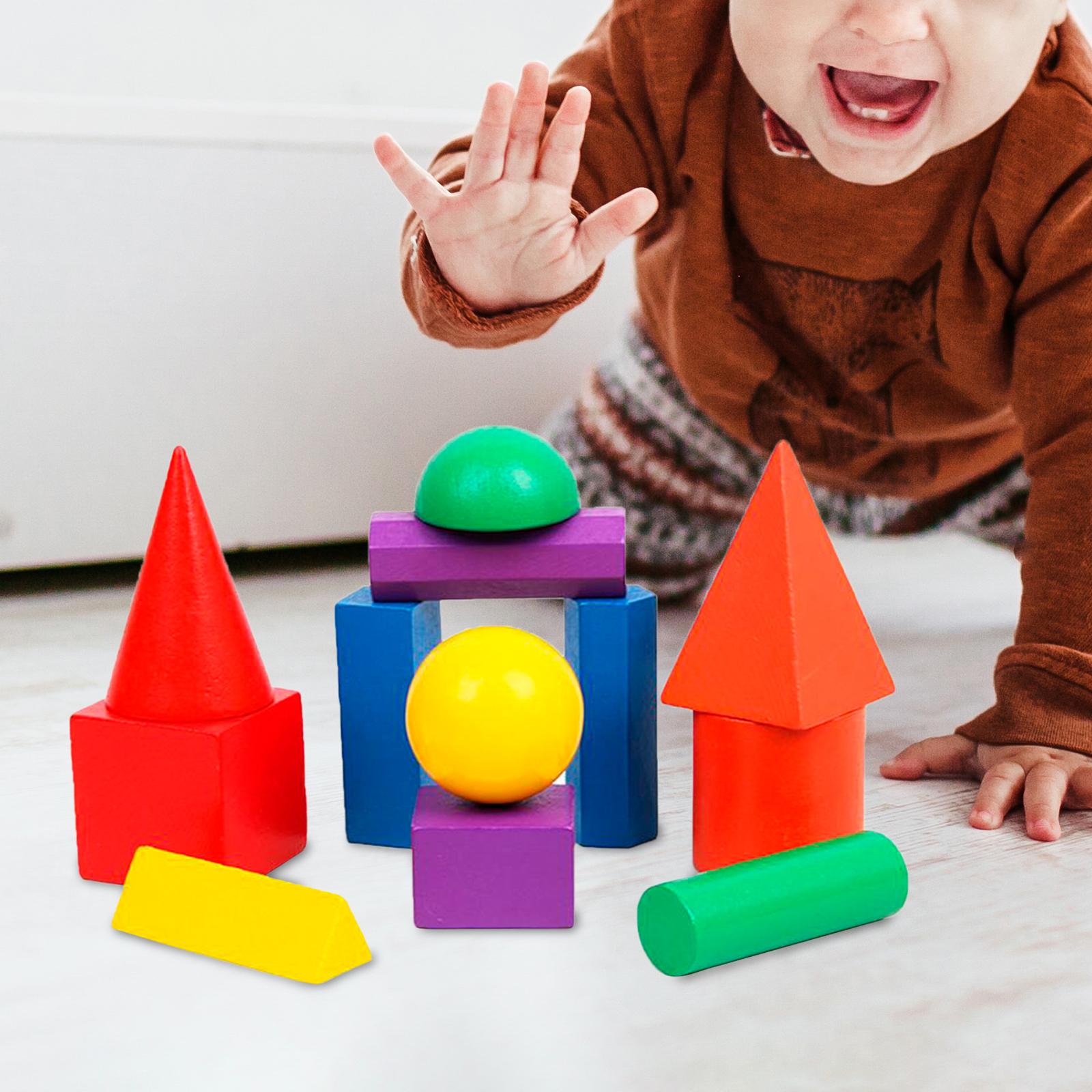 12Pcs Geometric Shapes Blocks Set Teaching Aids for Gift Early Education